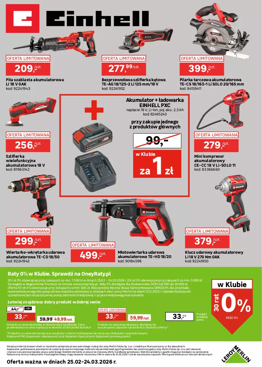 Gazetka promocyjna Leroy Merlin - Gazetka Leroy Merlin - ważna 25.02 do 24.03.2026 - strona 36 - produkty: Akumulator, Einhell, Klucz udarowy, Kompresor, Kosz, Młot, Młotowiertarka, Pilarka tarczowa, Sprzedawcy, Szlifierka, Szlifierka kątowa, Tarka, Top, Warka, Wiertarka, Wiertarka udarowa, Wkręt, Wkrętarka