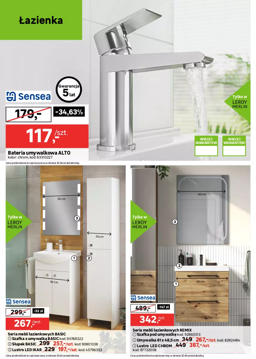 Gazetka promocyjna Leroy Merlin - Gazetka Leroy Merlin - ważna 25.02 do 24.03.2026 - strona 6 - produkty: Bateria, Bateria umywalkowa, Brodzik, Fa, Gra, Kabina z hydromasażem, Klej, Kolumna natryskowa, Lustro, Lustro LED, Ser, Słupek, Szafka, Szafka pod umywalkę, Umywalka