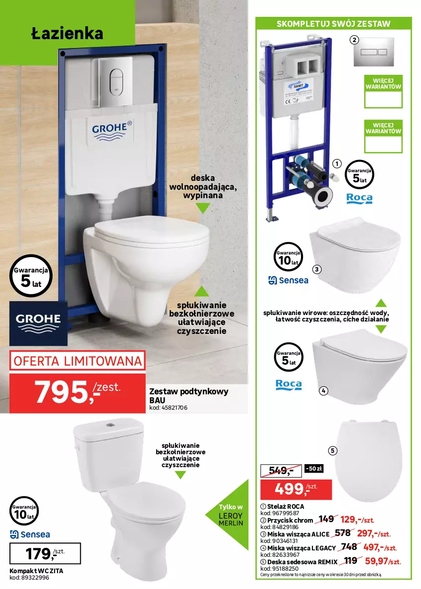 Gazetka promocyjna Leroy Merlin - Gazetka Leroy Merlin - ważna 25.02 do 24.03.2026 - strona 8 - produkty: Bateria, Bateria umywalkowa, Deska sedesowa, Deska wolnoopadająca, Dezynfekcja, Gra, Kompakt WC, Miska, Miska wisząca, Ser, Zestaw podtynkowy WC