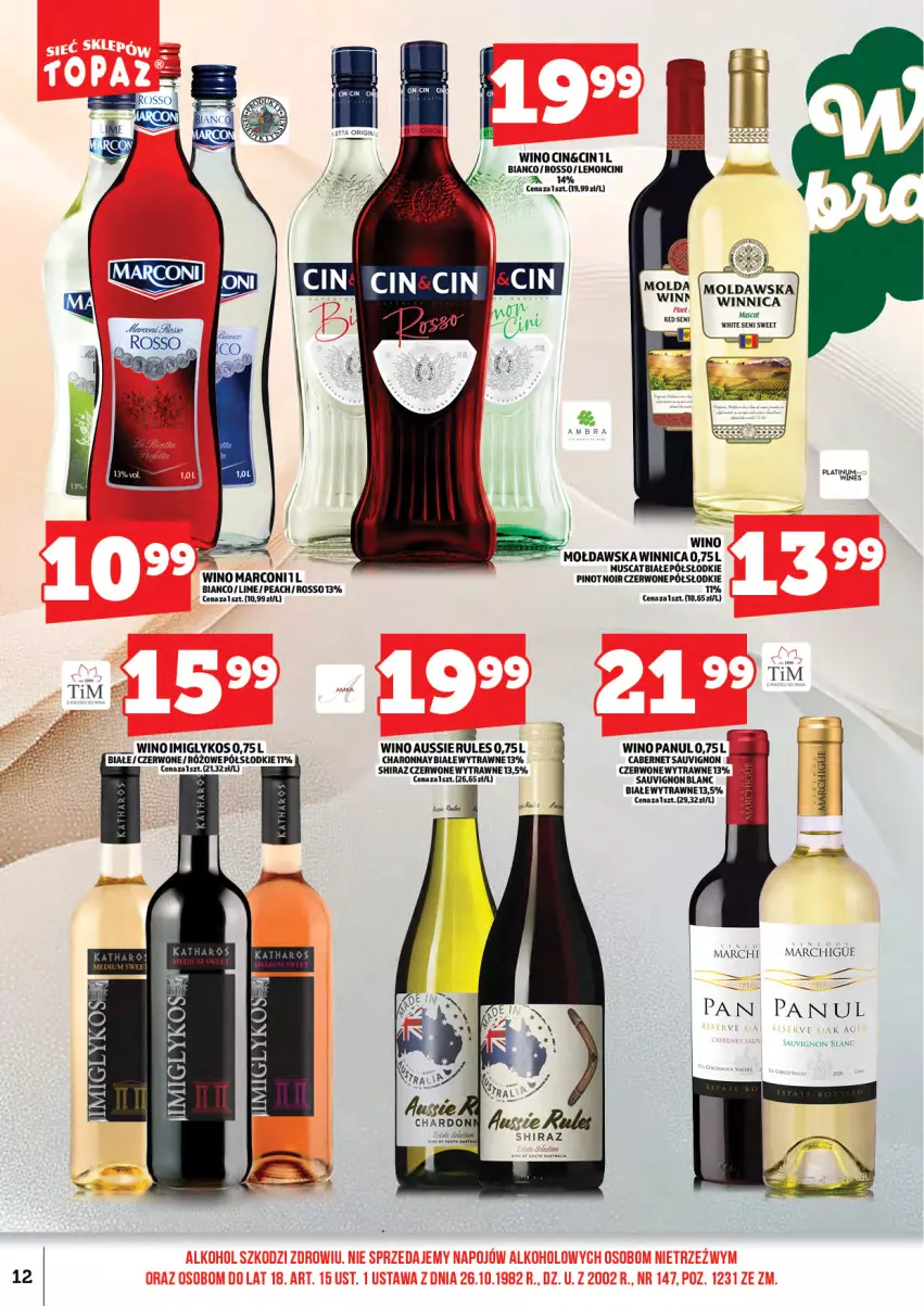 Gazetka promocyjna Topaz - Gazetka - ważna 01.05 do 14.05.2026 - strona 14 - produkty: Cabernet Sauvignon, Mus, Sauvignon Blanc, Shiraz, Wino