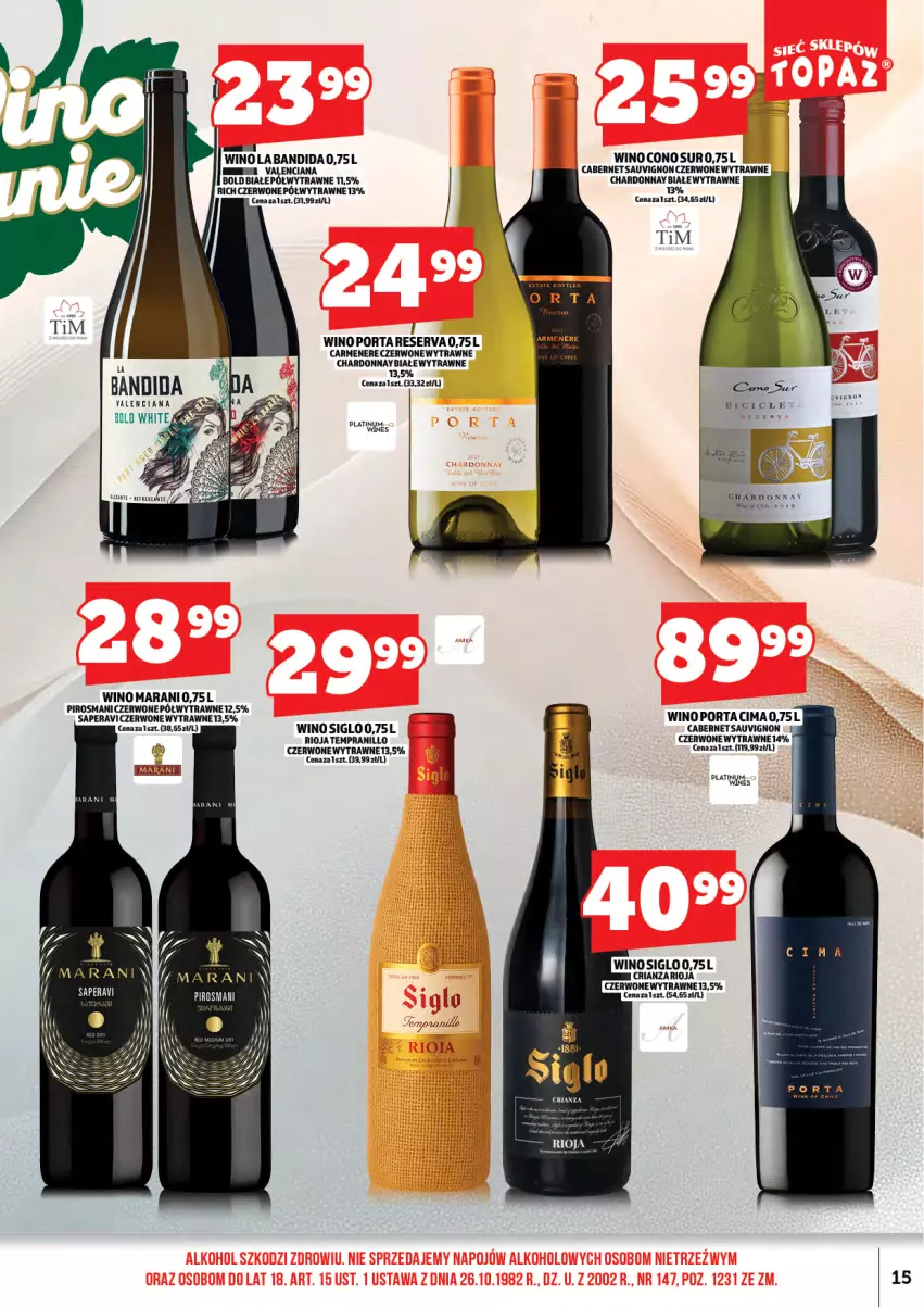Gazetka promocyjna Topaz - Gazetka - ważna 01.05 do 14.05.2026 - strona 17 - produkty: Bandi, BIC, Cabernet Sauvignon, Chardonnay, Por, Rioja, Ser, Wino