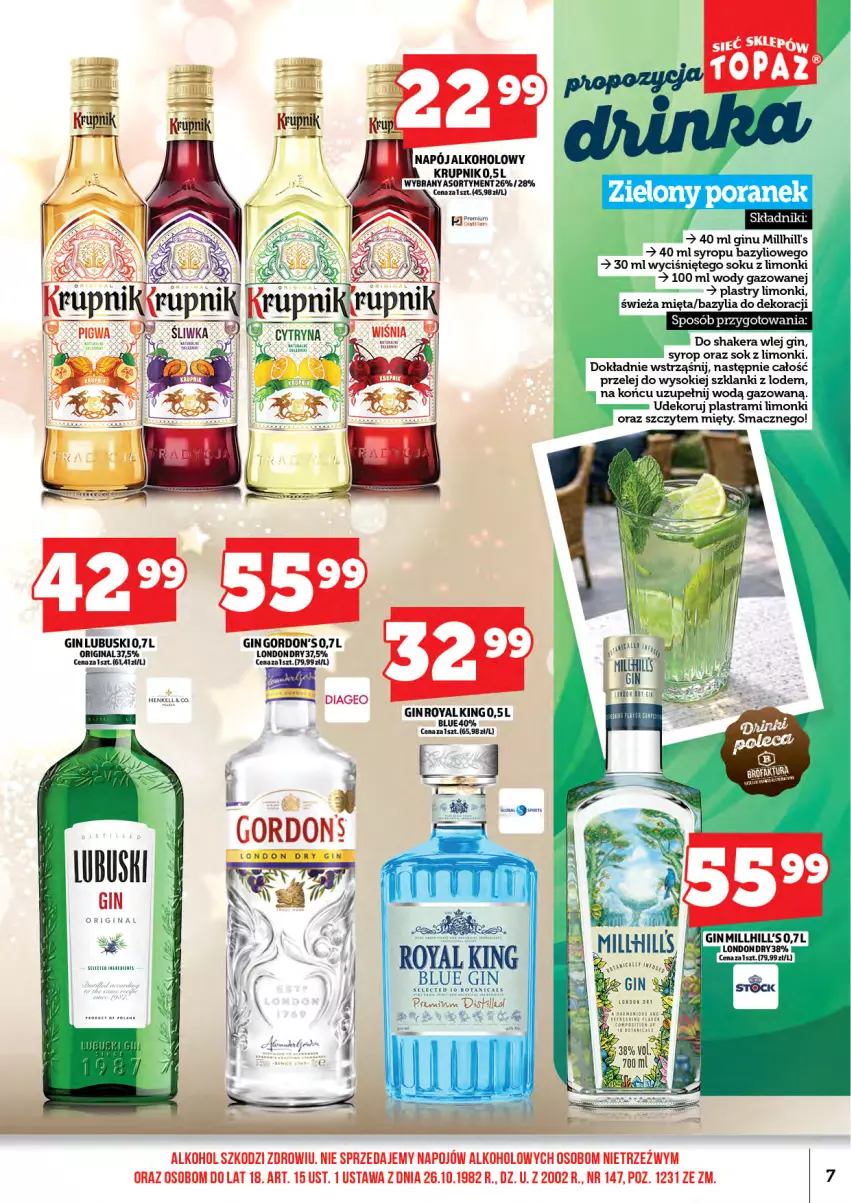 Gazetka promocyjna Topaz - Gazetka - ważna 01.05 do 14.05.2026 - strona 9 - produkty: Bazyl, Bazylia, Gin, Gordon's, Krupnik, Lanki, Mięta, Napój, Sok, Syrop