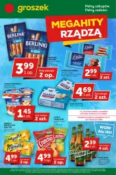Gazetka promocyjna Groszek - Gazetka - ważna od 05.03 do 05.03.2023 - strona 1 - produkty: Piwa, Piwo, Gra, Bell, Jogurt, Parówki, Chipsy, Czekolada, Crunchips, Bella, Jogobella, Herbata, Masło, Berlinki, Groszek