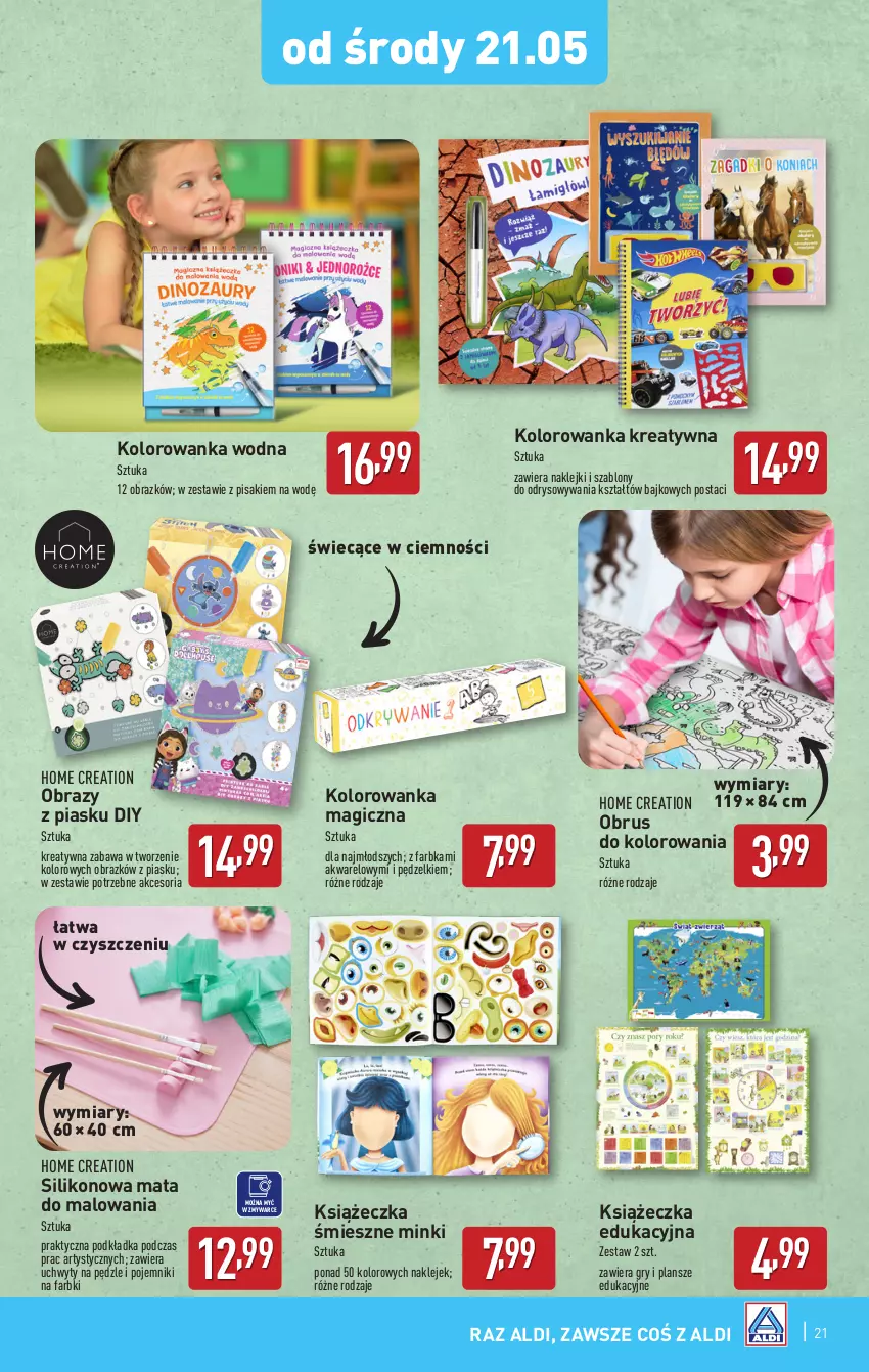 Gazetka promocyjna Aldi - Pełna oferta - ważna 19.05 do 24.05.2025 - strona 21 - produkty: Fa, Gry, Klej, Kolorowanka, Obraz, Obrus, Podkład, Podkładka, Pojemnik, Uchwyty
