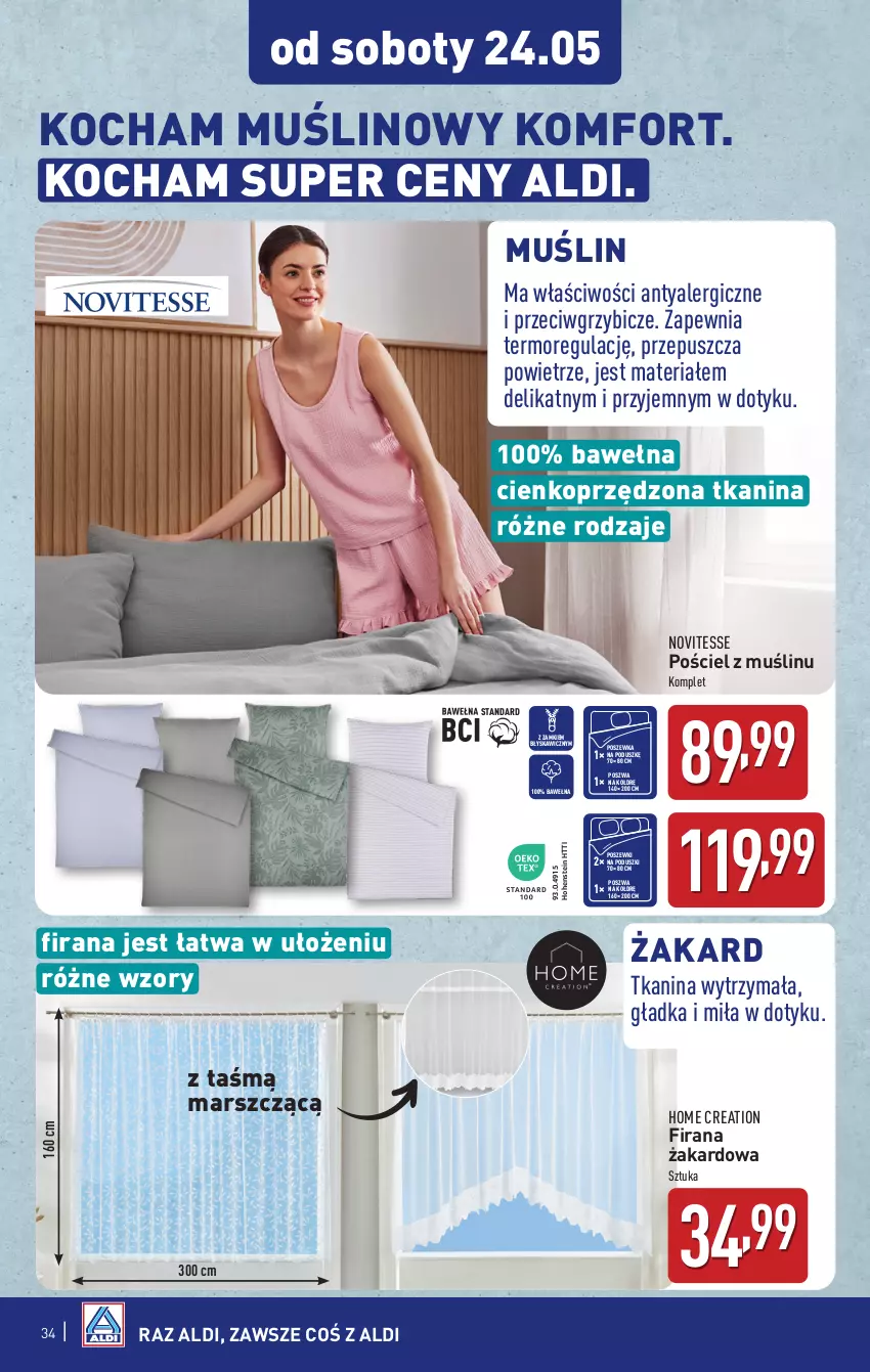 Gazetka promocyjna Aldi - Pełna oferta - ważna 19.05 do 24.05.2025 - strona 34 - produkty: BIC, Firana, Koc, Mars, Pościel, Poszewka, Wełna