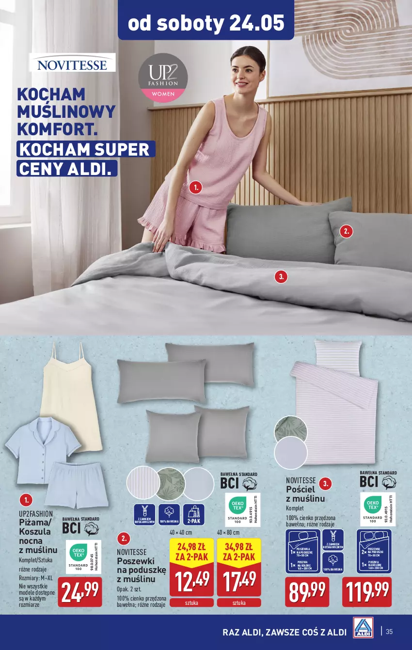 Gazetka promocyjna Aldi - Pełna oferta - ważna 19.05 do 24.05.2025 - strona 35 - produkty: Fa, Koc, Kosz, Koszula, Koszula nocna, Piżama, Pościel, Poszewka, Wełna