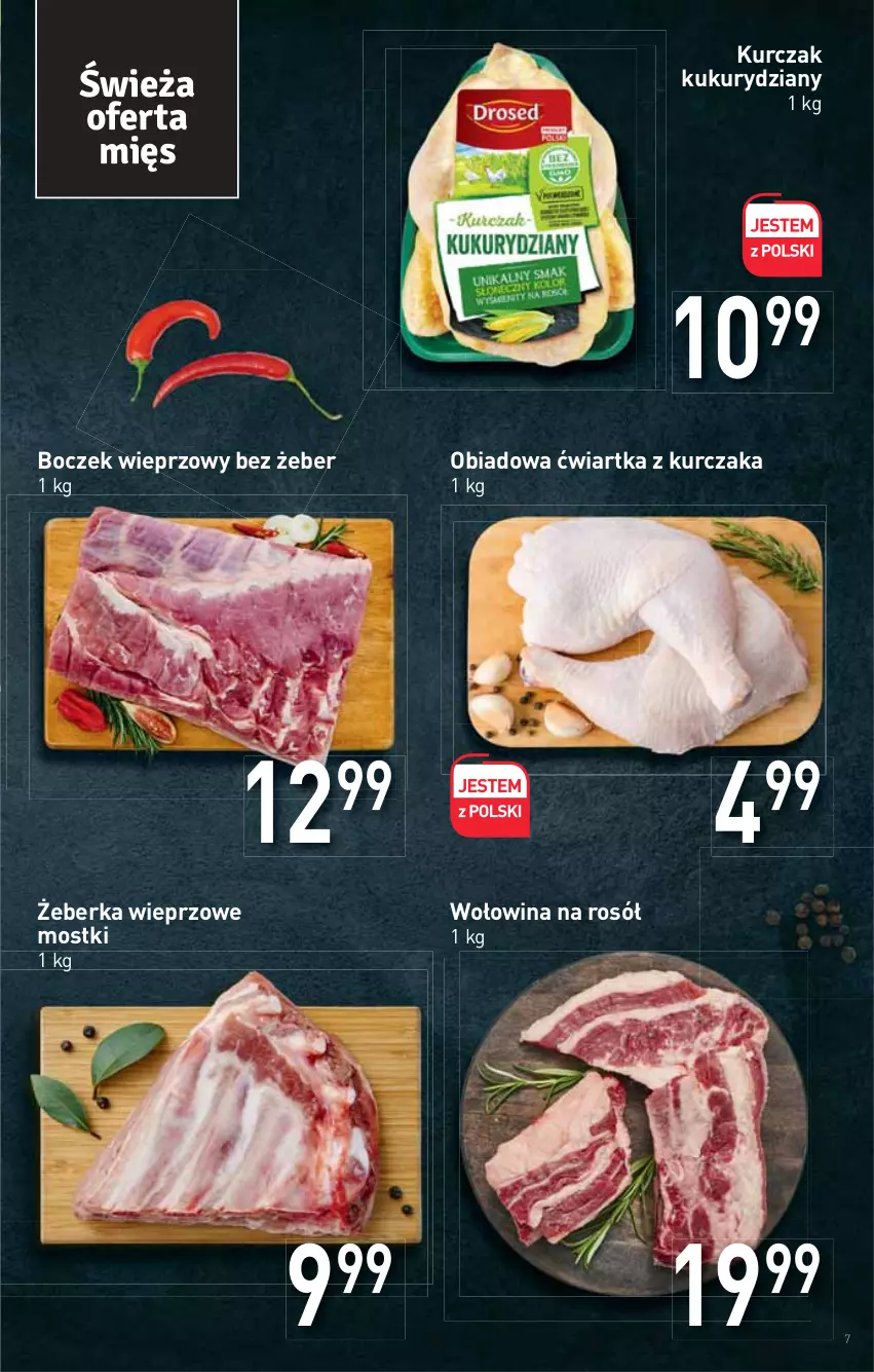 Gazetka promocyjna Stokrotka - Supermarket - ważna 17.02 do 23.02.2022 - strona 7 - produkty: Boczek, Boczek wieprzowy, Kurczak, Rosół, Wołowina