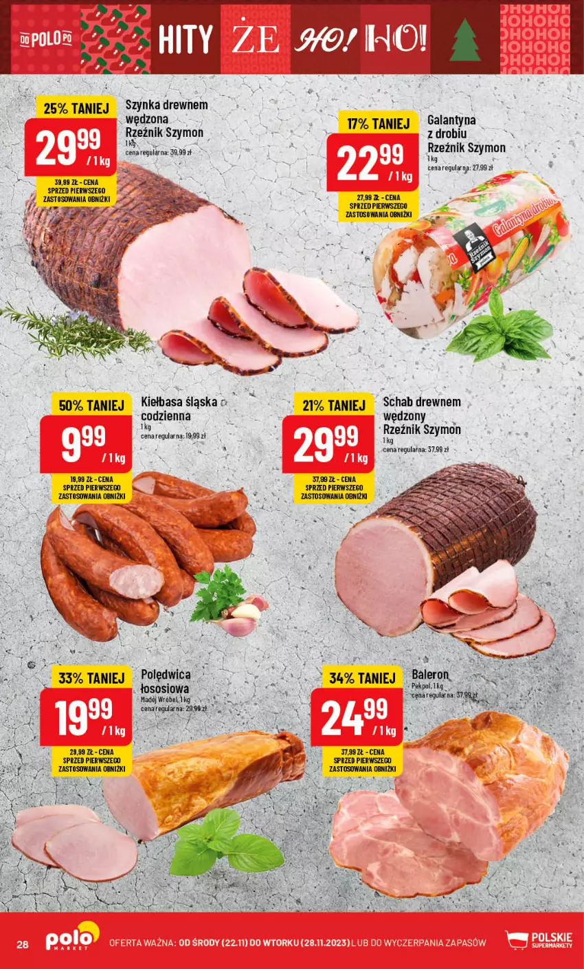 Gazetka promocyjna PoloMarket - Gazetka pomocyjna - ważna 22.11 do 28.11.2023 - strona 28 - produkty: Kiełbasa, Ser, Szynka