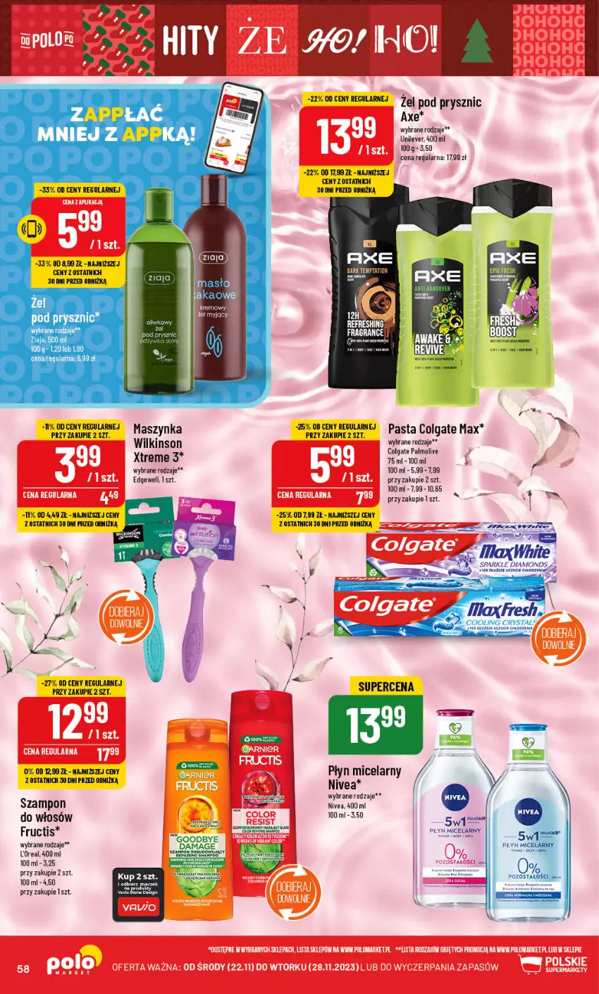 Gazetka promocyjna PoloMarket - Gazetka pomocyjna - ważna 22.11 do 28.11.2023 - strona 58 - produkty: Colgate, Fructis, LG, Maszynka, Nivea, Palmolive, Płyn micelarny, Szampon, Szynka, Ziaja