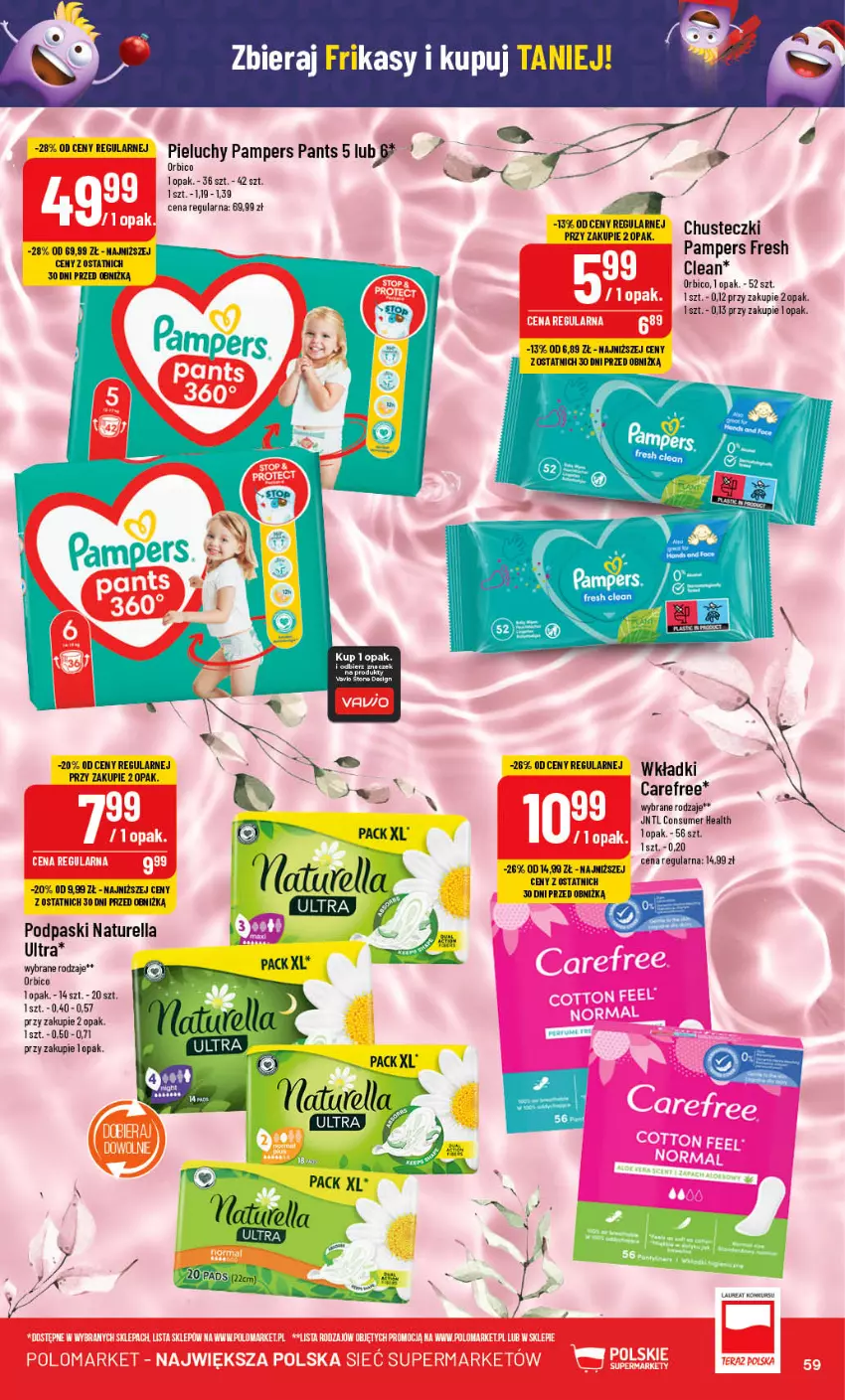 Gazetka promocyjna PoloMarket - Gazetka pomocyjna - ważna 22.11 do 28.11.2023 - strona 59 - produkty: BIC, Carefree, Naturell, Naturella, Pampers, Pieluchy, Podpaski, Wkładki