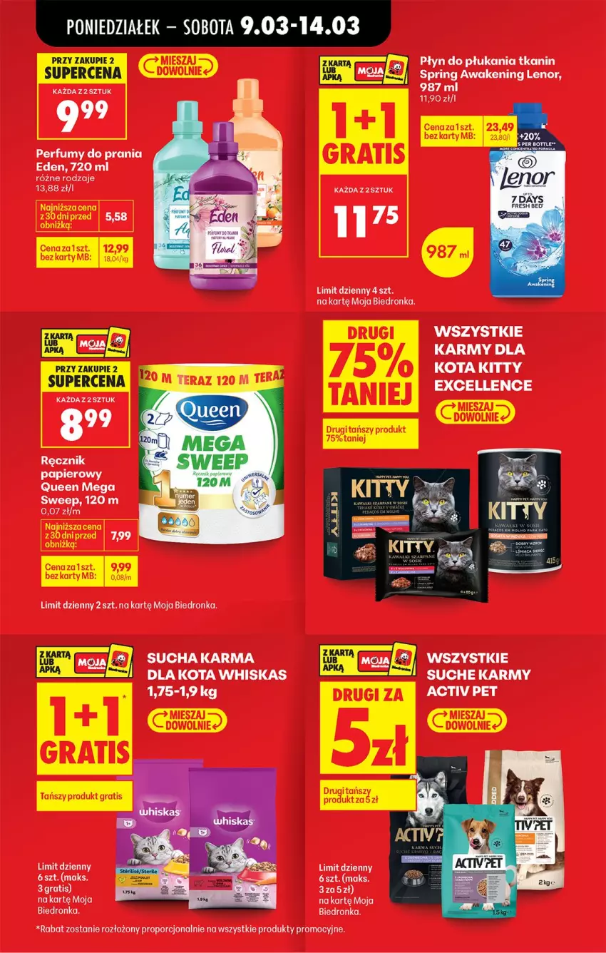 Gazetka promocyjna Biedronka - Od Poniedziałku - ważna 09.03 do 14.03.2026 - strona 23 - produkty: Fa, Gra, Lenor, Papier, Perfum, Płyn do płukania, Por, Ręcznik, Sucha karma, Whiskas