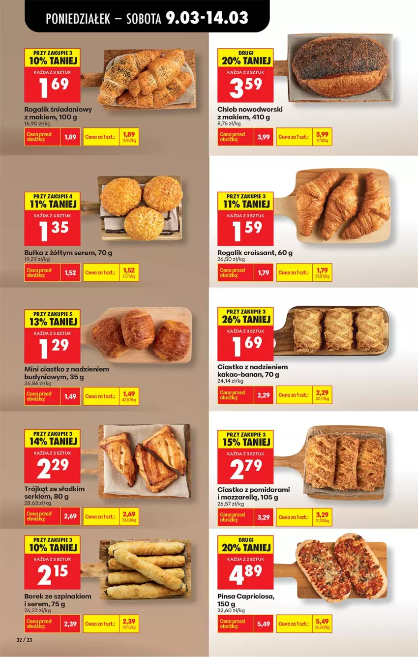 Gazetka promocyjna Biedronka - Od Poniedziałku - ważna 09.03 do 14.03.2026 - strona 38 - produkty: Bułka, Chleb, Croissant, Danio, Rogal, Ser, Szpinak