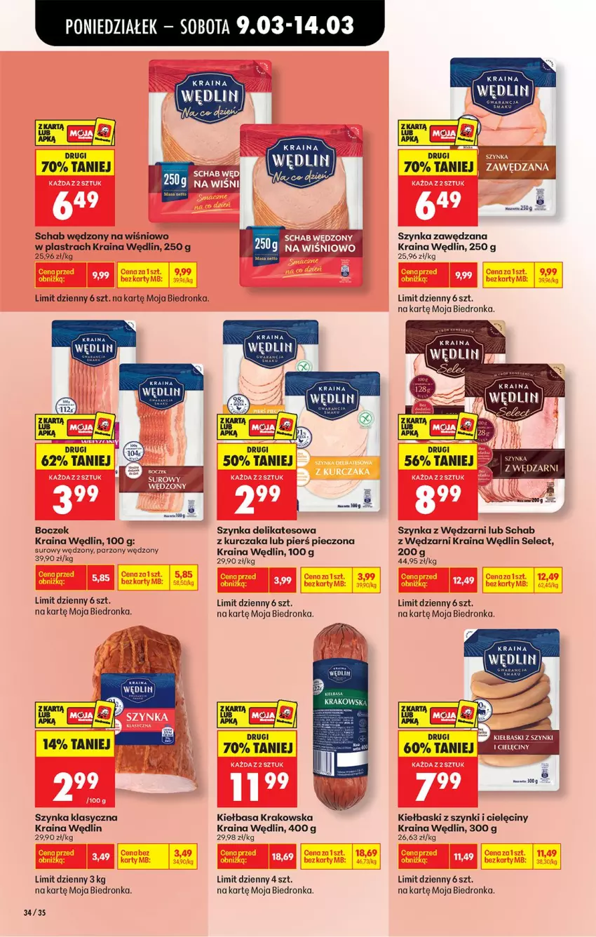 Gazetka promocyjna Biedronka - Od Poniedziałku - ważna 09.03 do 14.03.2026 - strona 40 - produkty: Boczek, Fa, Kiełbasa, Kiełbasa krakowska, Kurczak, Mus, Piec, Szynka, Szynka delikatesowa, Tera