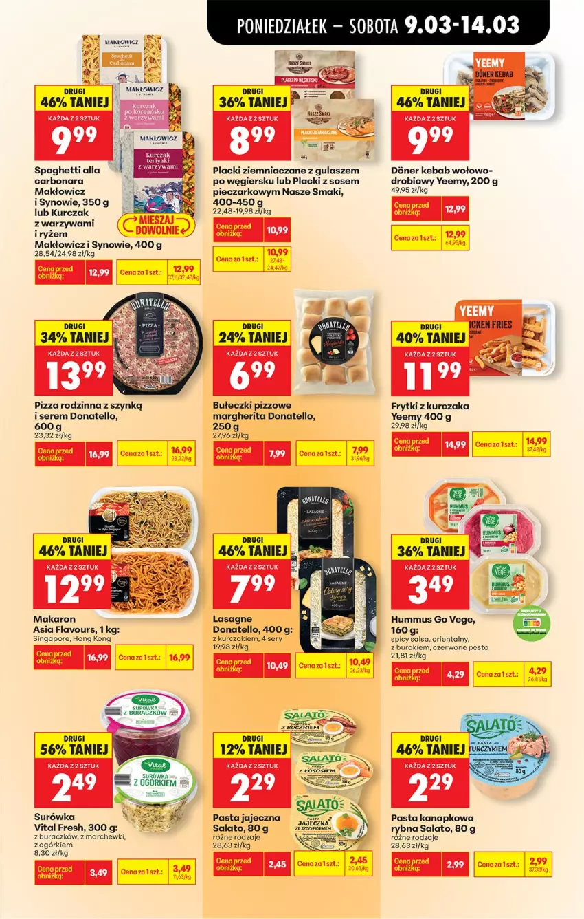 Gazetka promocyjna Biedronka - Od Poniedziałku - ważna 09.03 do 14.03.2026 - strona 49 - produkty: Bułeczki, Buraki, Fa, Frytki, Gra, Hummus, Kebab, Kurczak, Lack, Lasagne, Makaron, Mus, Pesto, Piec, Pizza, Por, Ryż, Salsa, Ser, Sos, Spaghetti, Surówka, Warzywa