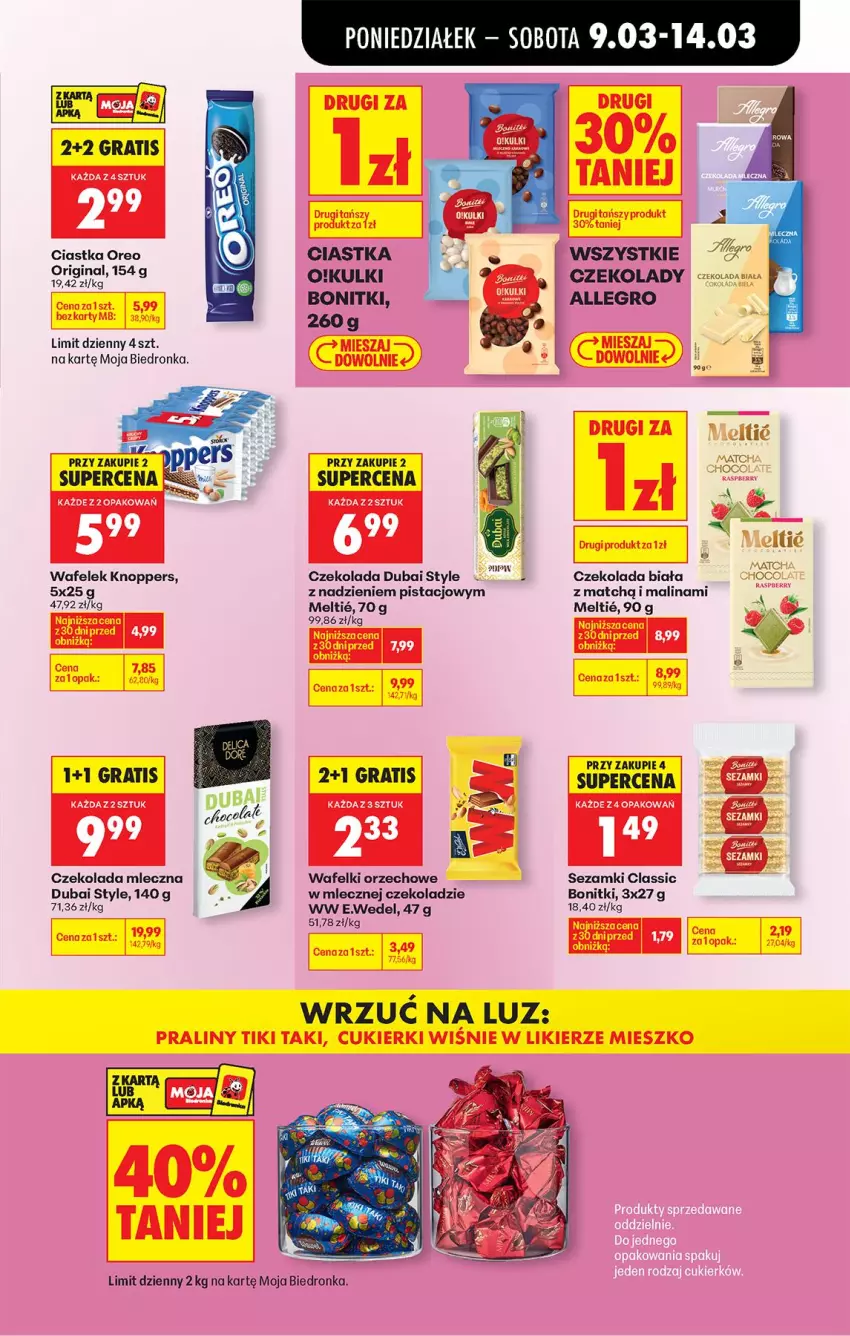 Gazetka promocyjna Biedronka - Od Poniedziałku - ważna 09.03 do 14.03.2026 - strona 57 - produkty: Allegro, Bonitki, Ciastka, Czekolada, Czekolada mleczna, Gin, Gra, Knoppers, Oreo, Sezam, Wafelek