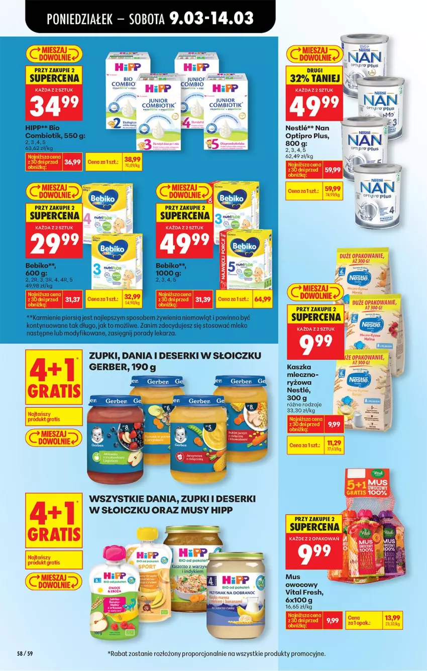Gazetka promocyjna Biedronka - Od Poniedziałku - ważna 09.03 do 14.03.2026 - strona 68 - produkty: Deser, Gerber, HiPP, Mus, NAN Optipro, Por, Ryż, Ser