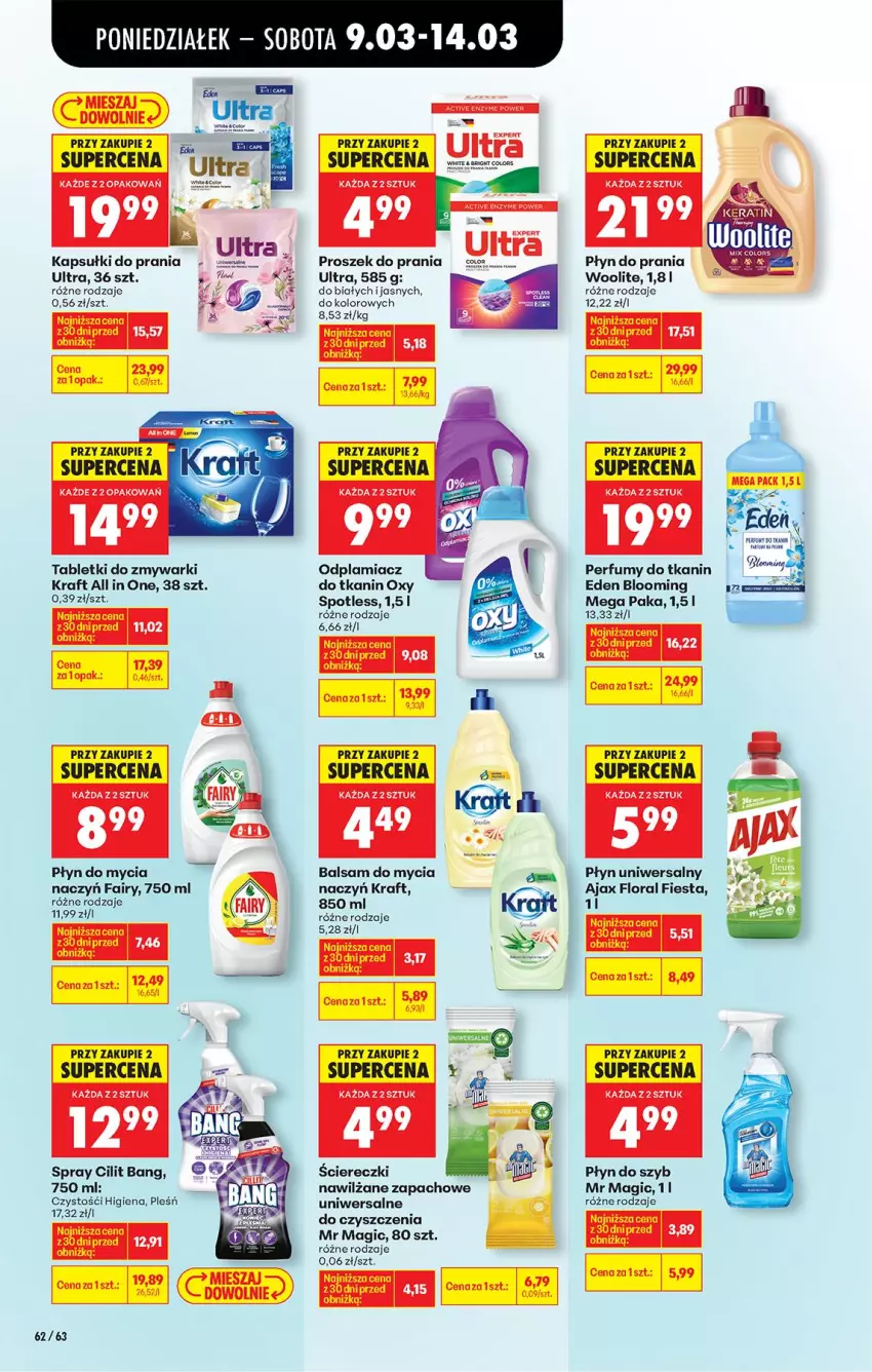 Gazetka promocyjna Biedronka - Od Poniedziałku - ważna 09.03 do 14.03.2026 - strona 72 - produkty: Ajax, Balsam do mycia naczyń, Do mycia naczyń, Fa, Fairy, Flora, Odplamiacz, Perfum, Płyn do mycia, Płyn do mycia naczyń, Płyn do prania, Płyn do szyb, Tablet, Tabletki do zmywarki, Woolite, Zmywarki