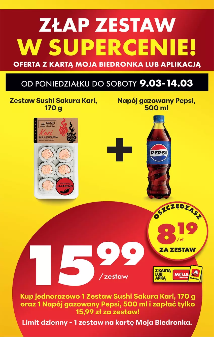 Gazetka promocyjna Biedronka - Od Poniedziałku - ważna 09.03 do 14.03.2026 - strona 78 - produkty: Napój, Napój gazowany, Pepsi, Sushi