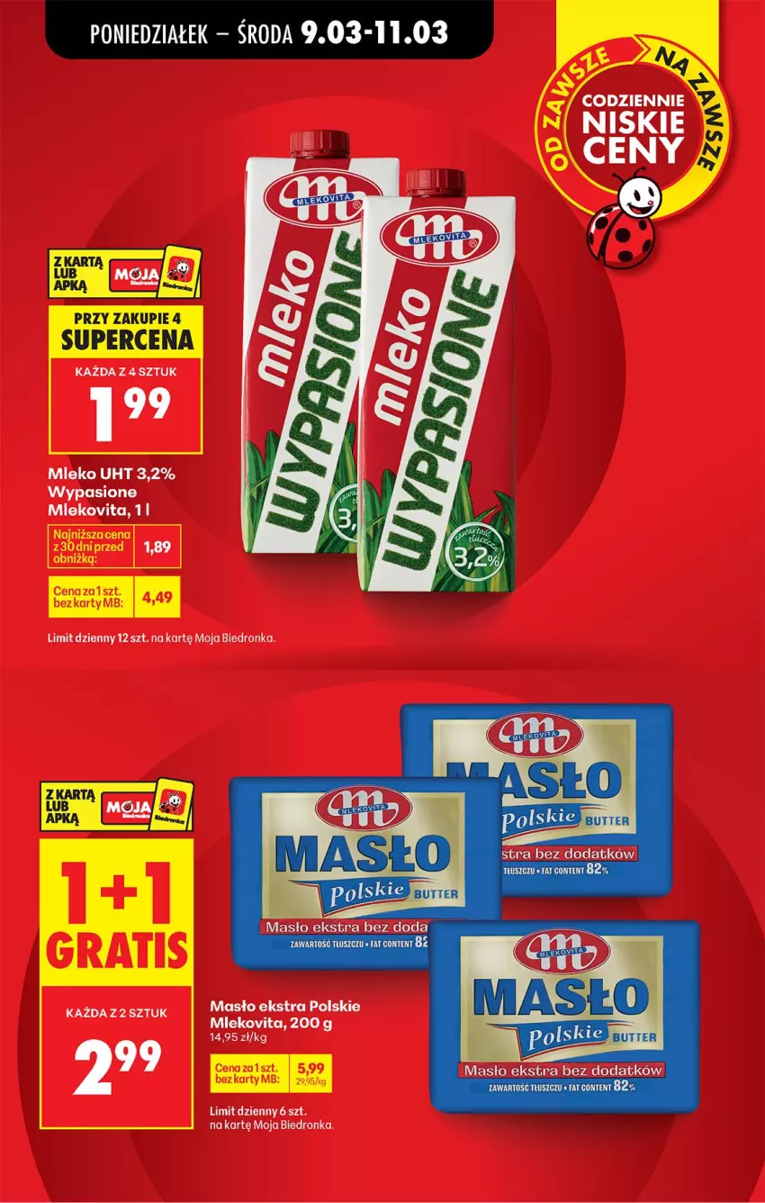 Gazetka promocyjna Biedronka - Od Poniedziałku - ważna 09.03 do 14.03.2026 - strona 9 - produkty: Masło, Mleko, Mlekovita