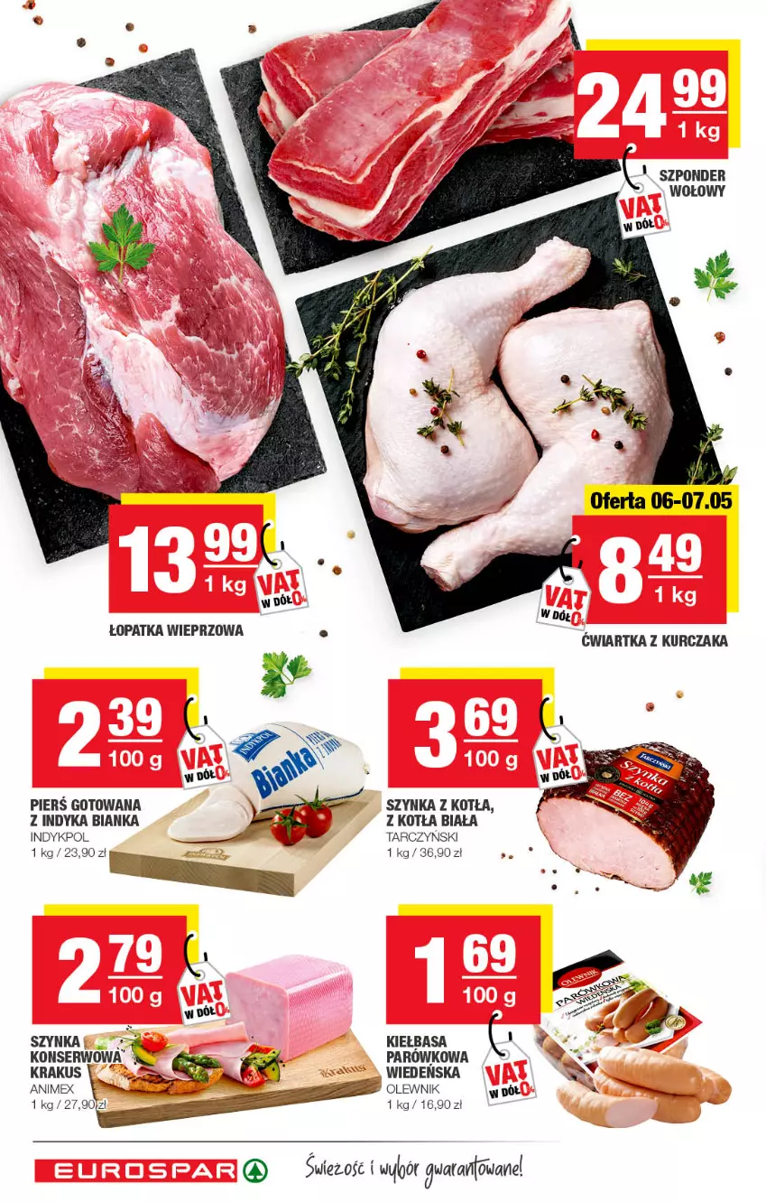 Gazetka promocyjna Spar - EuroSpar - ważna 01.05 do 11.05.2022 - strona 6 - produkty: Bianka, Kiełbasa, Krakus, Kurczak, Ser, Szponder wołowy, Szynka, Tarczyński