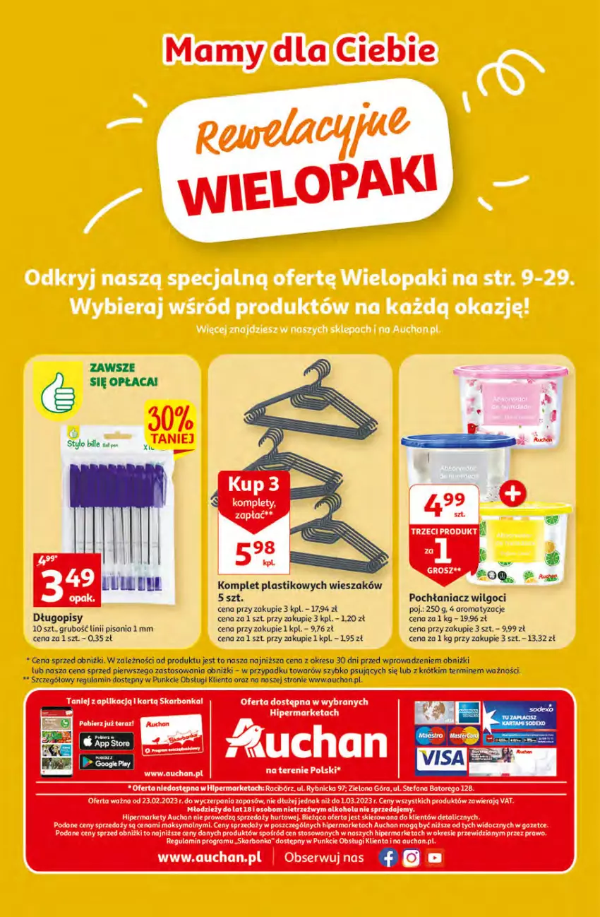 Gazetka promocyjna Auchan - Gazetka Rewelacyjne Wielopaki Hipermarket Auchan - ważna 23.02 do 01.03.2023 - strona 40 - produkty: Fa, Gra, LG, O nas, Pochłaniacz wilgoci, Ser, Wieszak