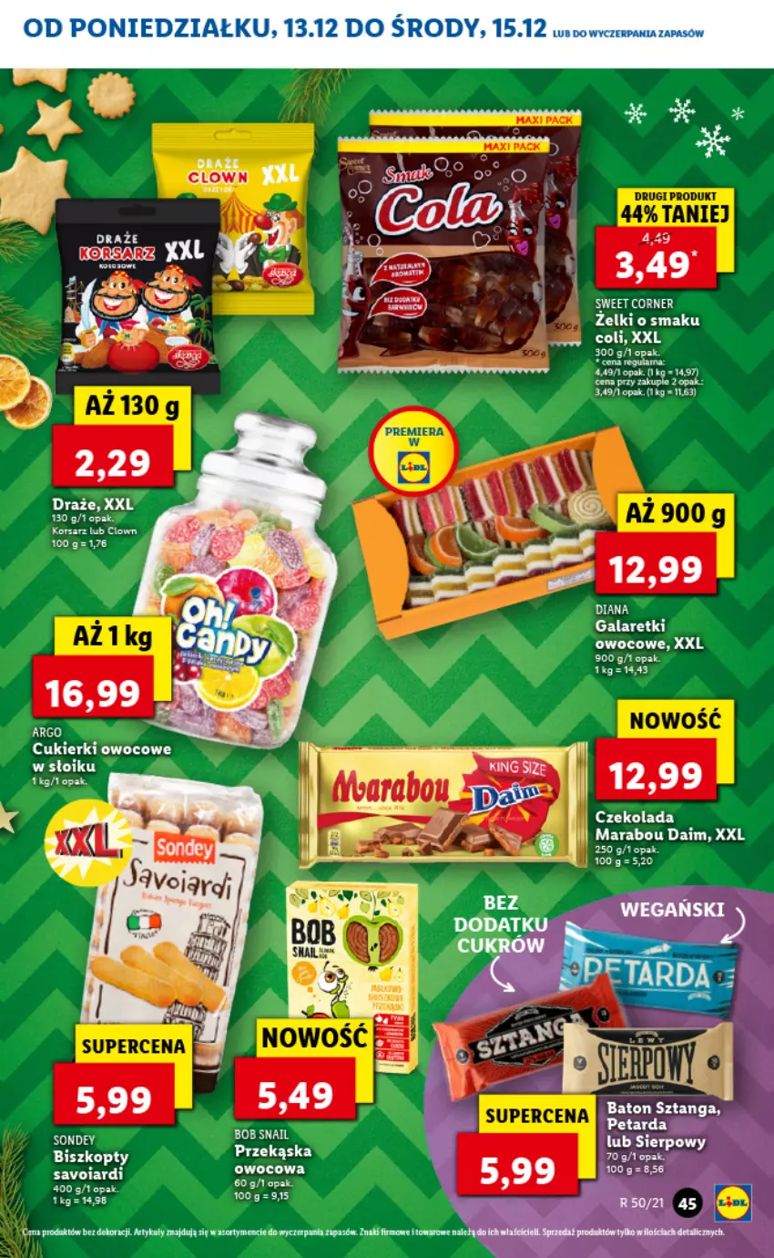 Gazetka promocyjna Lidl - GAZETKA - ważna 13.12 do 15.12.2021 - strona 45 - produkty: Biszkopty, Cukier, Cukierki, Czekolada, Gala, Galaretki