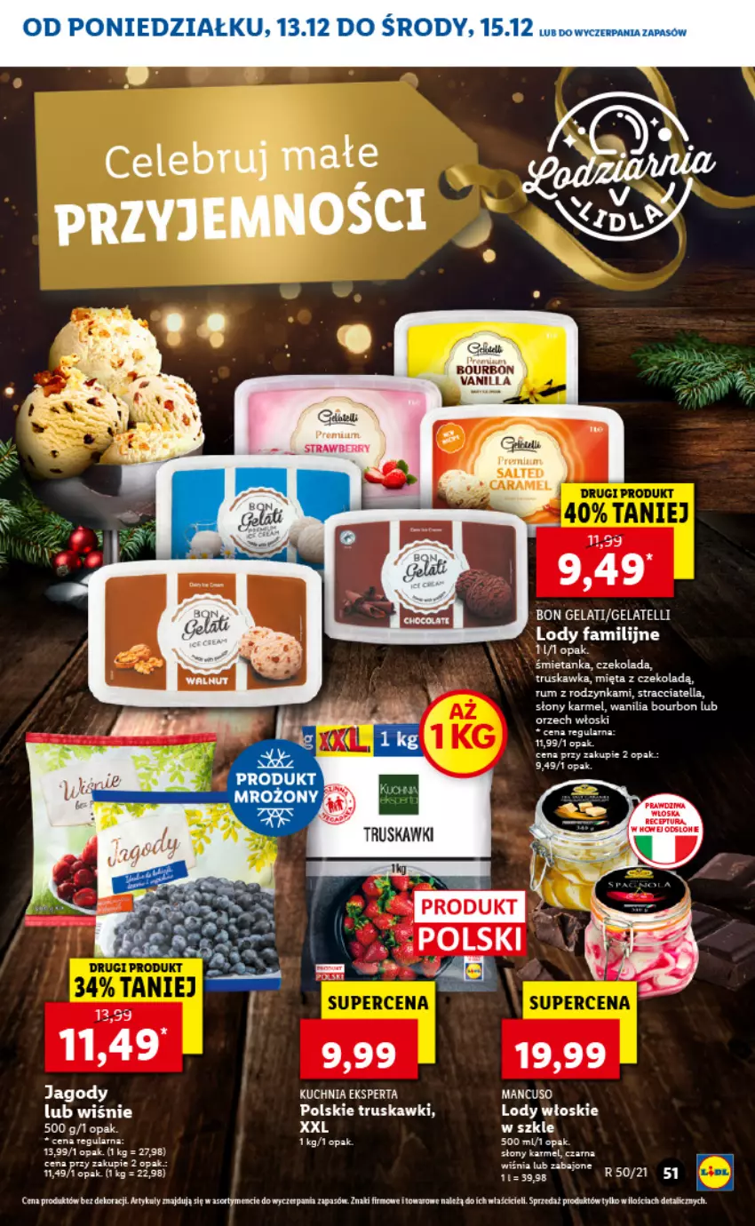 Gazetka promocyjna Lidl - GAZETKA - ważna 13.12 do 15.12.2021 - strona 51 - produkty: Bourbon, Czekolada, Fa, Jagody, Kuchnia, Lody, Mięta, Rum, Truskawki