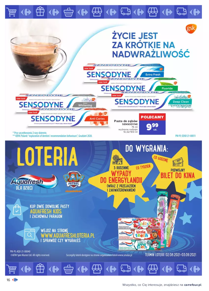 Gazetka promocyjna Carrefour - Gazetka Okazje sierpnia - ważna 02.08 do 31.08.2021 - strona 16 - produkty: Pasta do zębów, Sensodyne