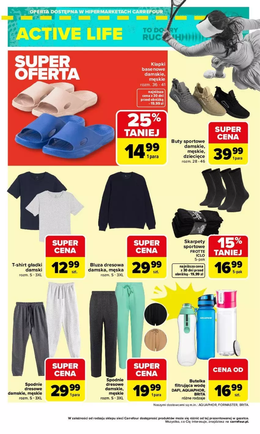 Gazetka promocyjna Carrefour - Gazetka ACTIVE FOOD - ważna 07.04 do 18.04.2026 - strona 10 - produkty: Aquaphor, Bluza, Bluza dresowa, Brit, Brita, Buty, Dres, Dzieci, Karp, Por, Spodnie, Spodnie dresowe, Sport, T-shirt