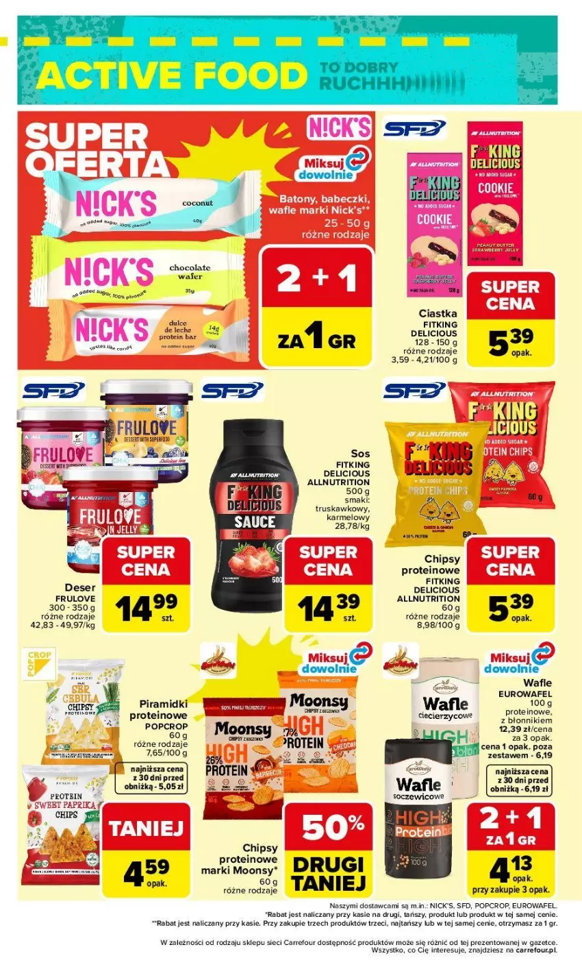 Gazetka promocyjna Carrefour - Gazetka ACTIVE FOOD - ważna 07.04 do 18.04.2026 - strona 4 - produkty: Chipsy, Ciastka, Deser, HP, LG, Ser, Sos, Wafle