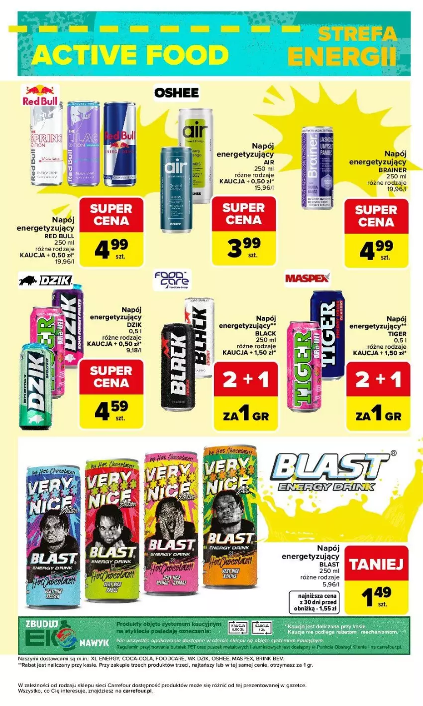 Gazetka promocyjna Carrefour - Gazetka ACTIVE FOOD - ważna 07.04 do 18.04.2026 - strona 7 - produkty: Coca-Cola, Fa, Lack, Napój, Oshee, Red Bull, Tiger