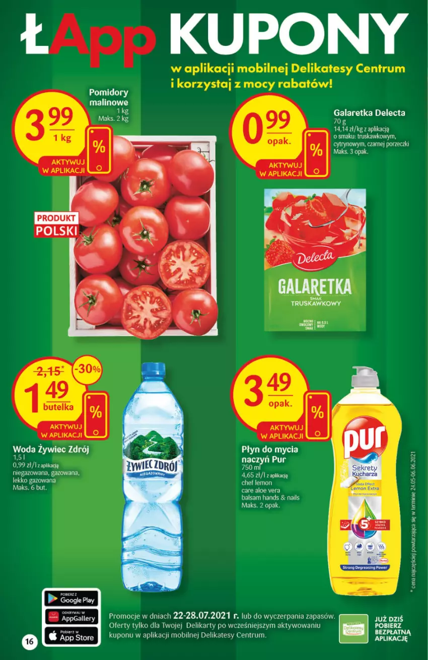 Gazetka promocyjna Delikatesy Centrum - Gazetka Delikatesy Centrum - ważna 22.07 do 28.07.2021 - strona 16 - produkty: Delecta, Mobil, Płyn do mycia, Pomidory, Por, Pur, Rum, Woda