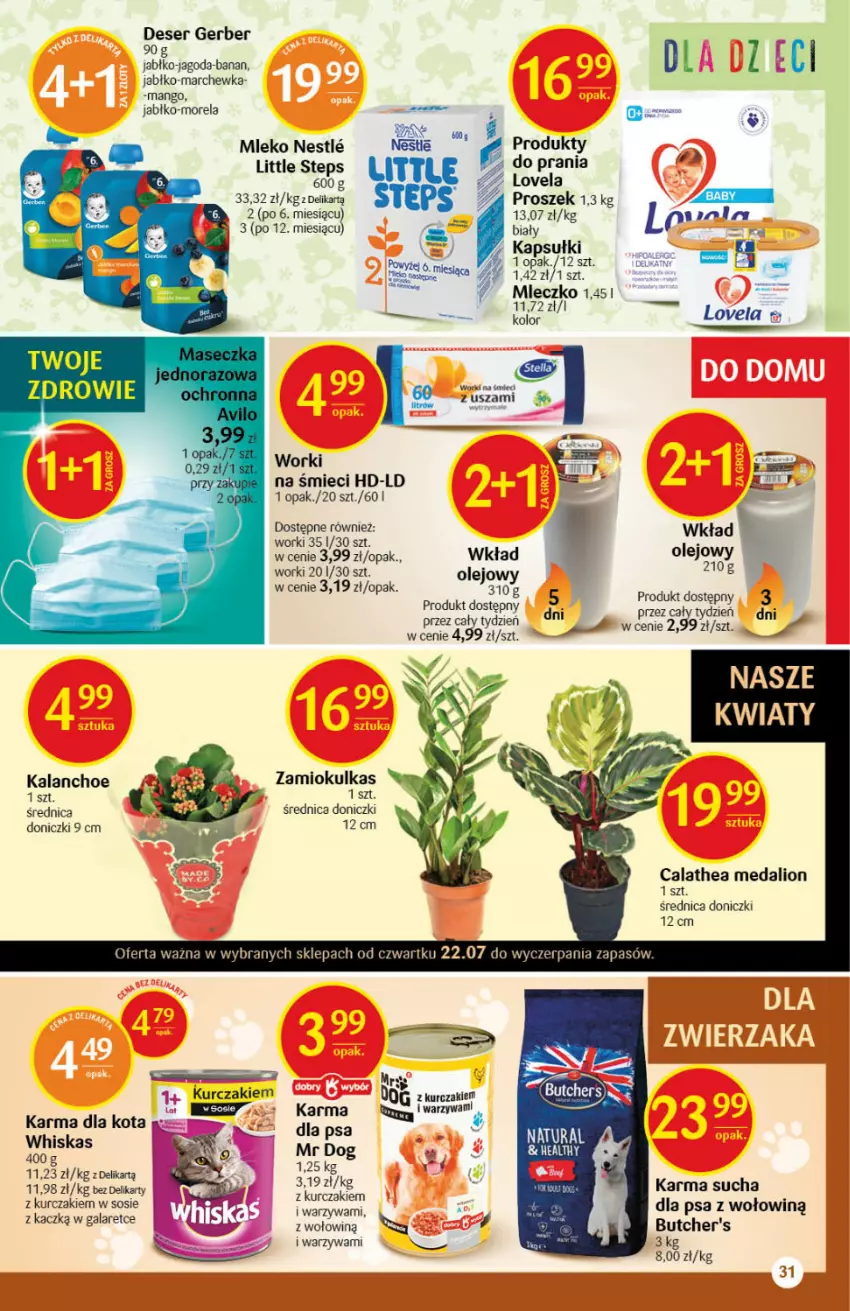 Gazetka promocyjna Delikatesy Centrum - Gazetka Delikatesy Centrum - ważna 22.07 do 28.07.2021 - strona 31 - produkty: Butcher's, Deser, Gala, Gerber, Gry, Kalanchoe, Kurczak, Lion, Lovela, Mango, Marchewka, Mleczko, Mleko, Morela, Olej, Ser, Sos, Warzywa, Wkład olejowy