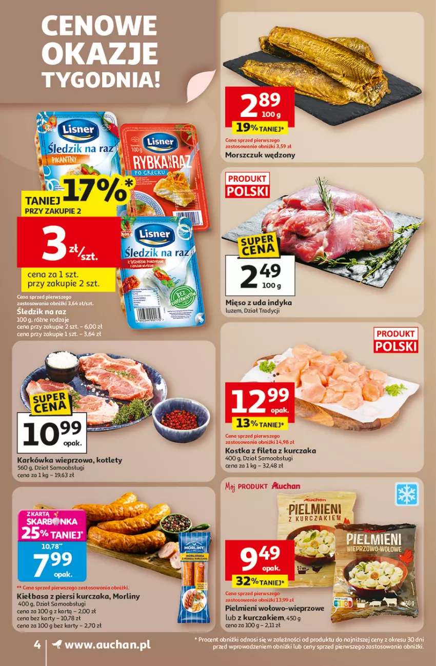 Gazetka promocyjna Auchan - Wielkie Przeboje Cenowe Supermarket - ważna 02.01 do 07.01.2026 - strona 4 - produkty: Fa, Gosh, Karkówka wieprzowa, Kiełbasa, Kiełbasa z piersi kurczaka, Kotlet, Kurczak, Morliny