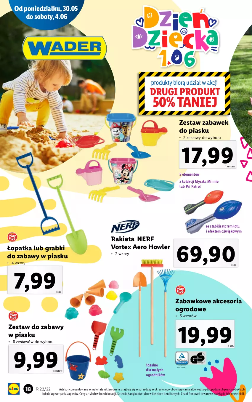 Gazetka promocyjna Lidl - GAZETKA - ważna 30.05 do 04.06.2022 - strona 18 - produkty: Gra, Minnie, Mysz, Nerf, Psi Patrol, Rakieta