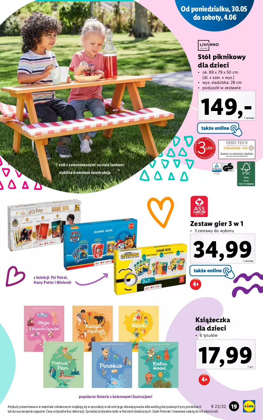 Gazetka promocyjna Lidl - GAZETKA - ważna 30.05 do 04.06.2022 - strona 19 - produkty: Dzieci, Harry Potter, Psi Patrol, Stół