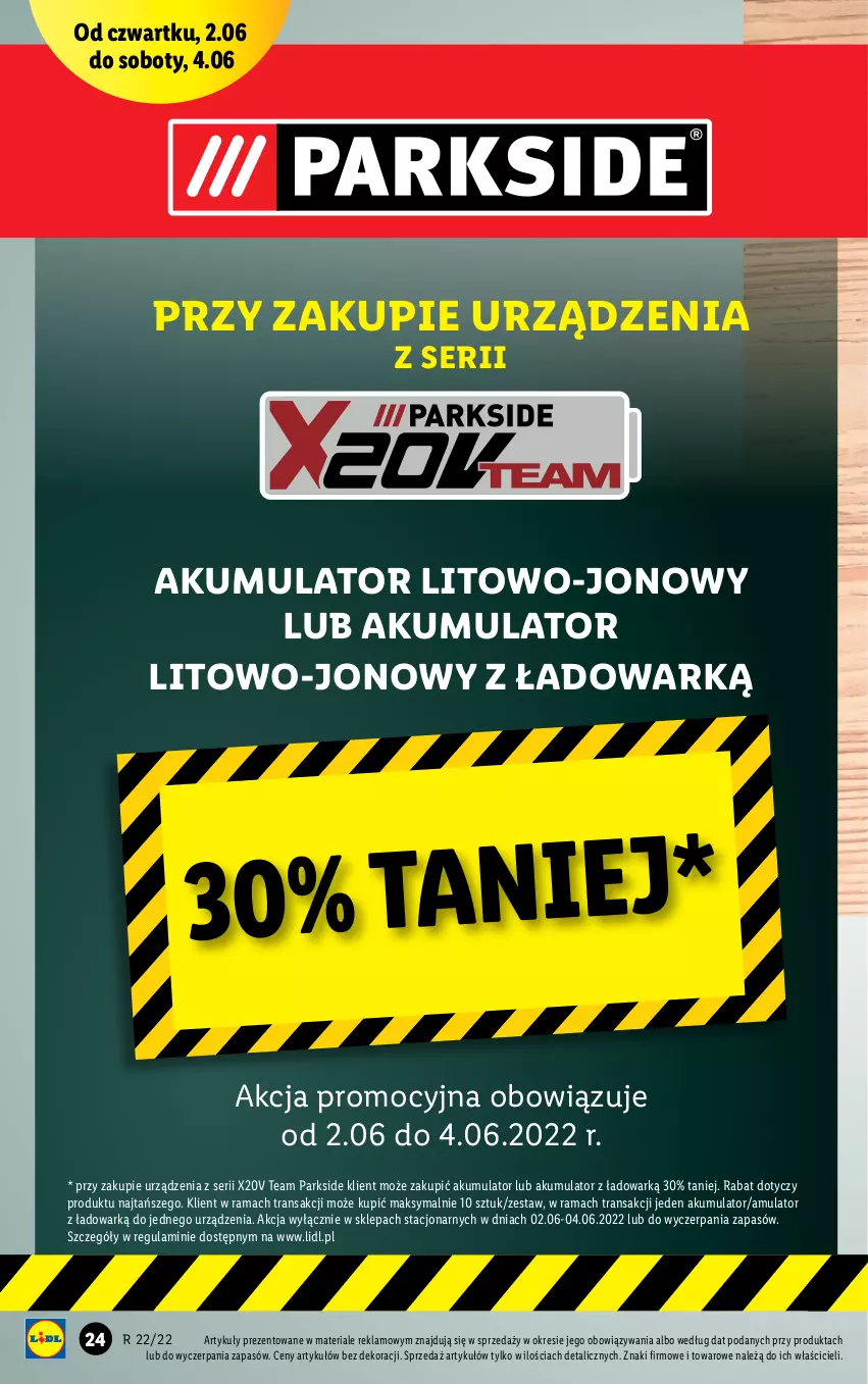 Gazetka promocyjna Lidl - GAZETKA - ważna 30.05 do 04.06.2022 - strona 24 - produkty: Akumulator, Parkside, Rama, Ser, Tran