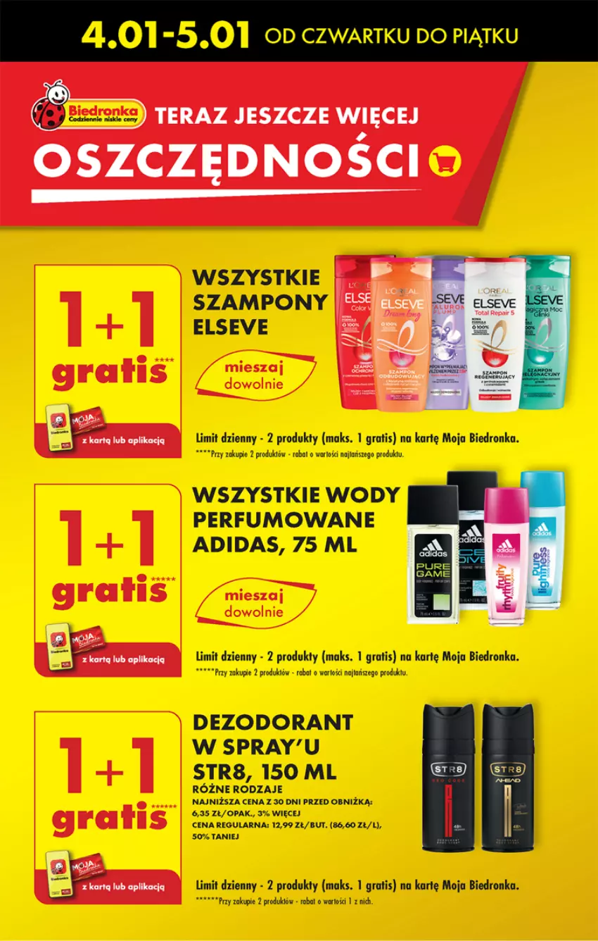 Gazetka promocyjna Biedronka - Od czwartku - ważna 04.01 do 10.01.2024 - strona 13 - produkty: Adidas, Dezodorant, Elseve, Gra, Perfum, Str8, Szampon, Tera