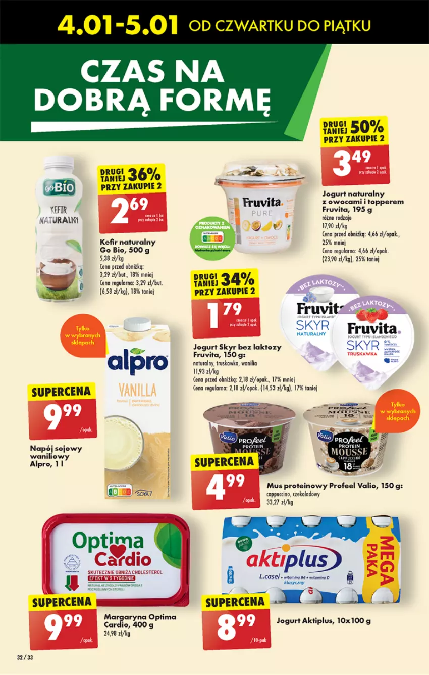 Gazetka promocyjna Biedronka - Od czwartku - ważna 04.01 do 10.01.2024 - strona 40 - produkty: Aktiplus, Alpro, Cappuccino, Fa, Jogurt, Kefir, Kefir naturalny, Margaryna, Mus, Napój, Optima, Top