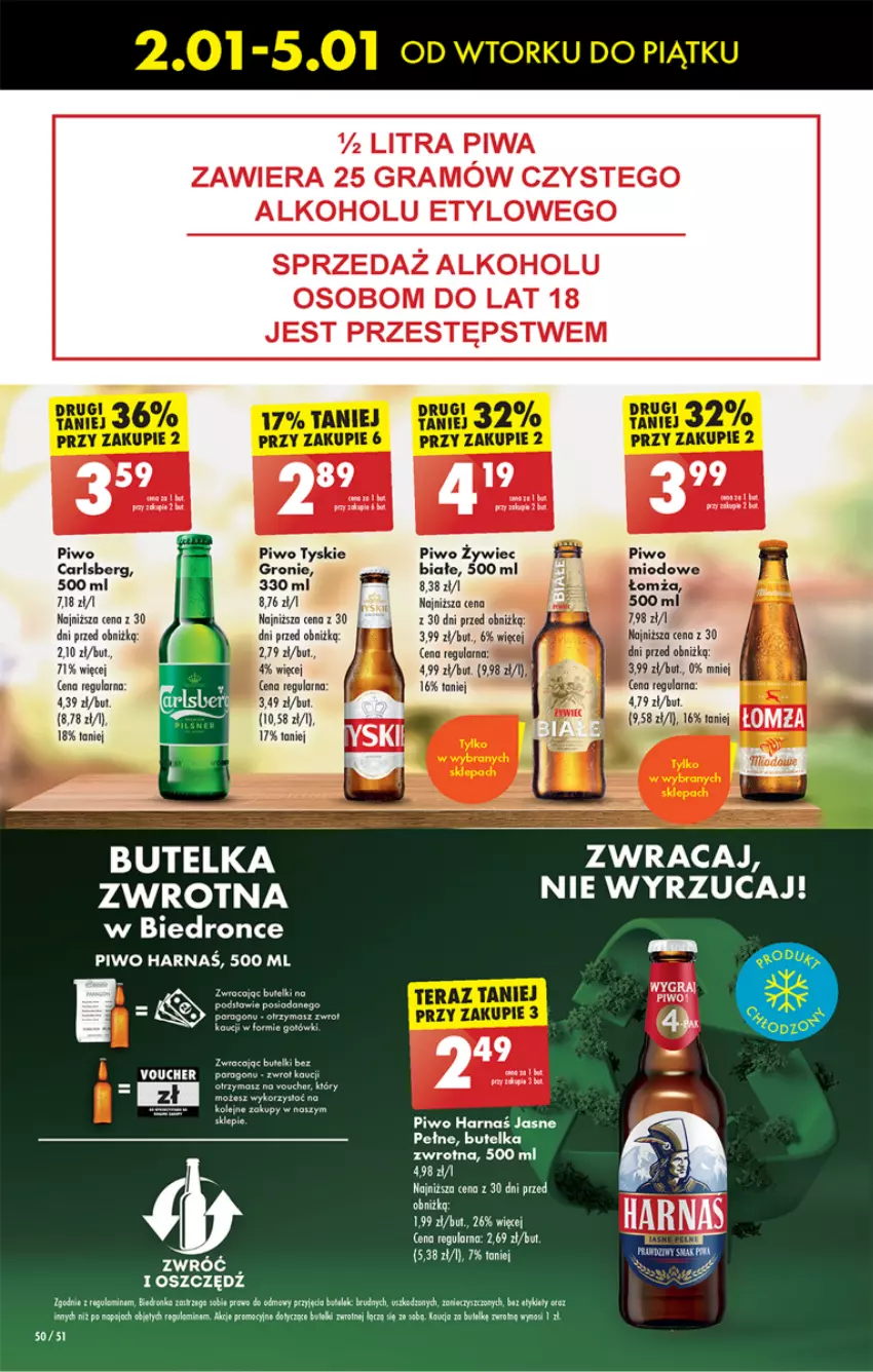 Gazetka promocyjna Biedronka - Od czwartku - ważna 04.01 do 10.01.2024 - strona 58 - produkty: Carlsberg, Fa, Gra, Harnaś, Piwa, Piwo, Por, Tyskie