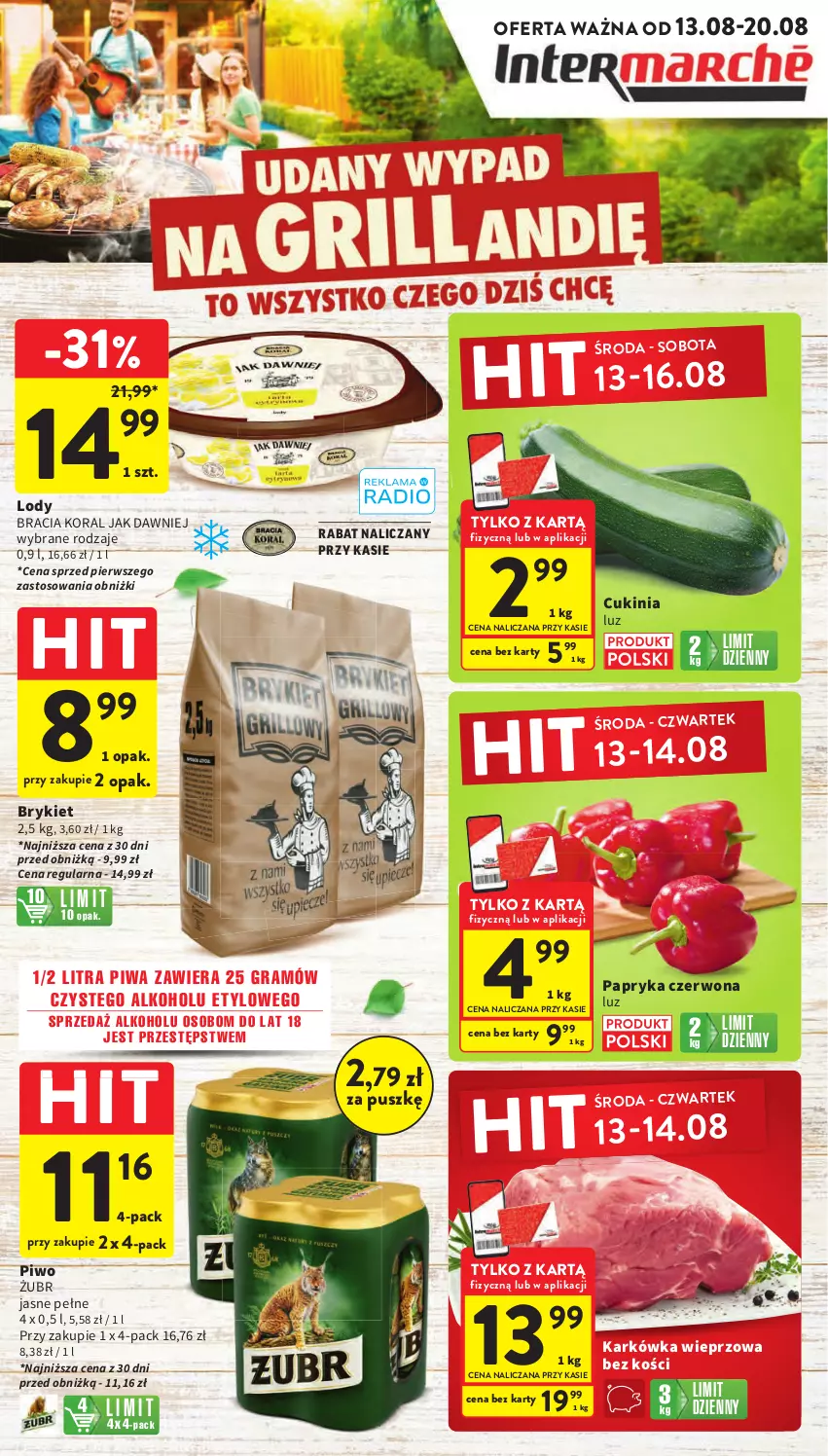 Gazetka promocyjna Intermarche - Gazetka promocyjna - ważna 13.08 do 20.08.2025 - strona 1 - produkty: Gra, Karkówka wieprzowa, Lody, Papryka, Papryka czerwona, Piwa, Piwo