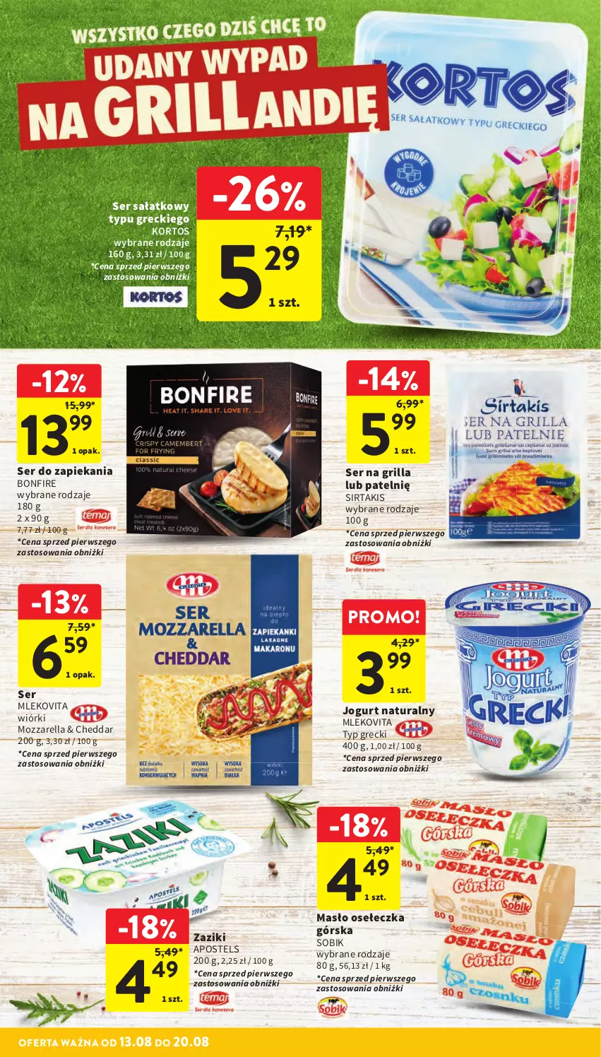 Gazetka promocyjna Intermarche - Gazetka promocyjna - ważna 13.08 do 20.08.2025 - strona 12 - produkty: Cheddar, Grill, Jogurt, Jogurt naturalny, Masło, Mleko, Mlekovita, Mozzarella, Sałat, Ser