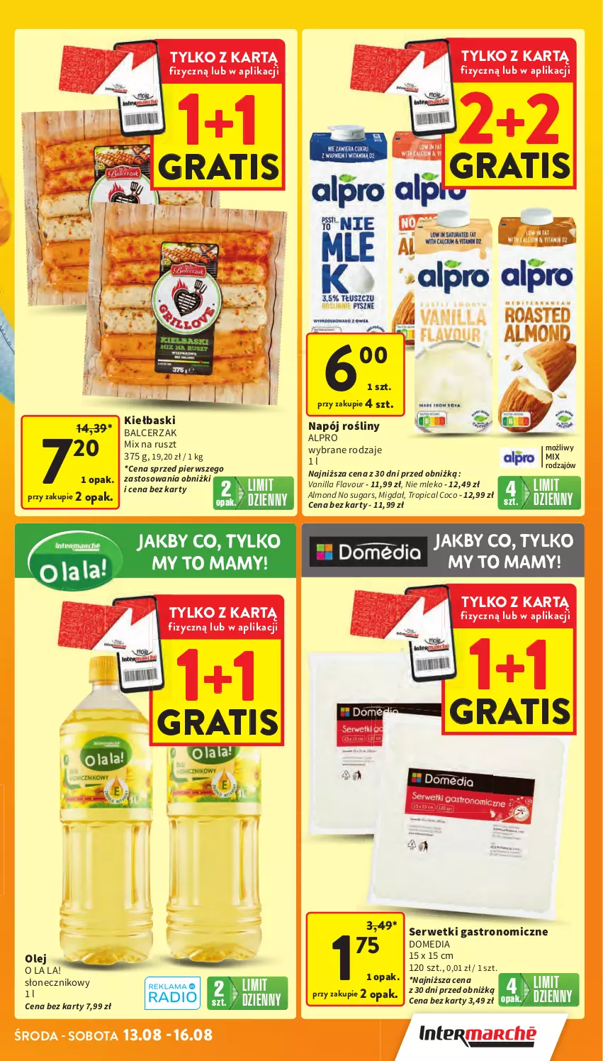 Gazetka promocyjna Intermarche - Gazetka promocyjna - ważna 13.08 do 20.08.2025 - strona 3 - produkty: Alpro, Gra, Mleko, Napój, Olej, Ser, Serwetki, Tropical