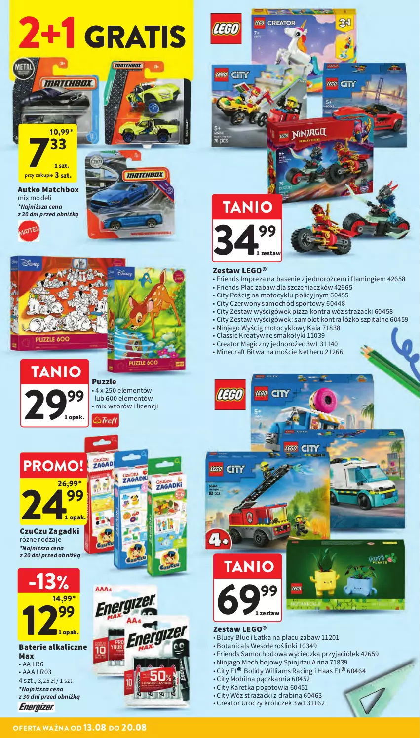 Gazetka promocyjna Intermarche - Gazetka promocyjna - ważna 13.08 do 20.08.2025 - strona 40 - produkty: Amol, Baterie alkaliczne, Gra, Iams, Jednorożec, LEGO, Minecraft, Mobil, Pizza, Por, Puzzle, Samochód, Samolot, Sport, Wóz strażacki