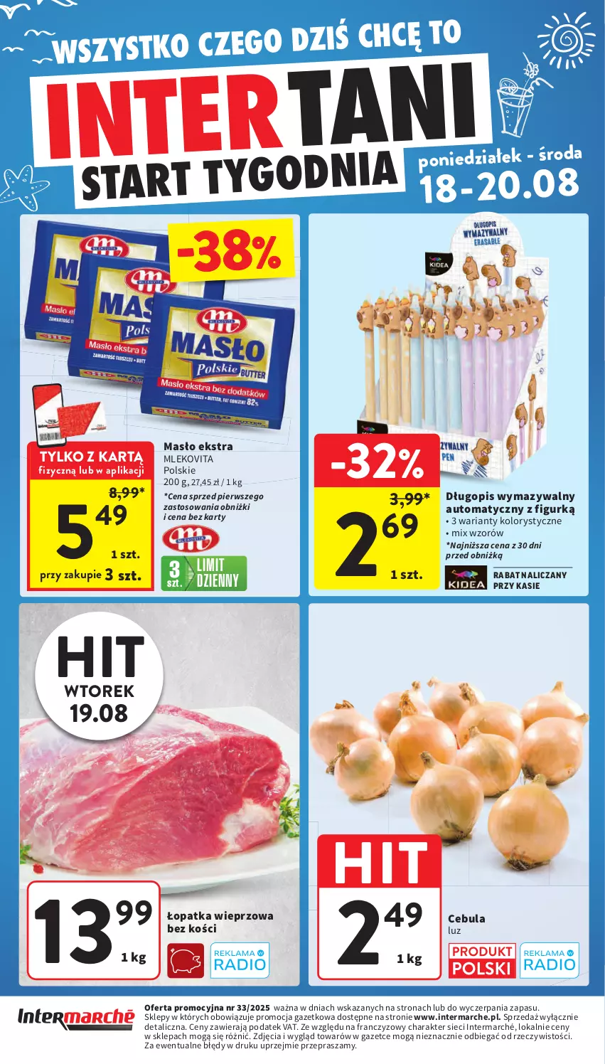Gazetka promocyjna Intermarche - Gazetka promocyjna - ważna 13.08 do 20.08.2025 - strona 46 - produkty: Cebula, Długopis, Masło, Mleko, Mlekovita