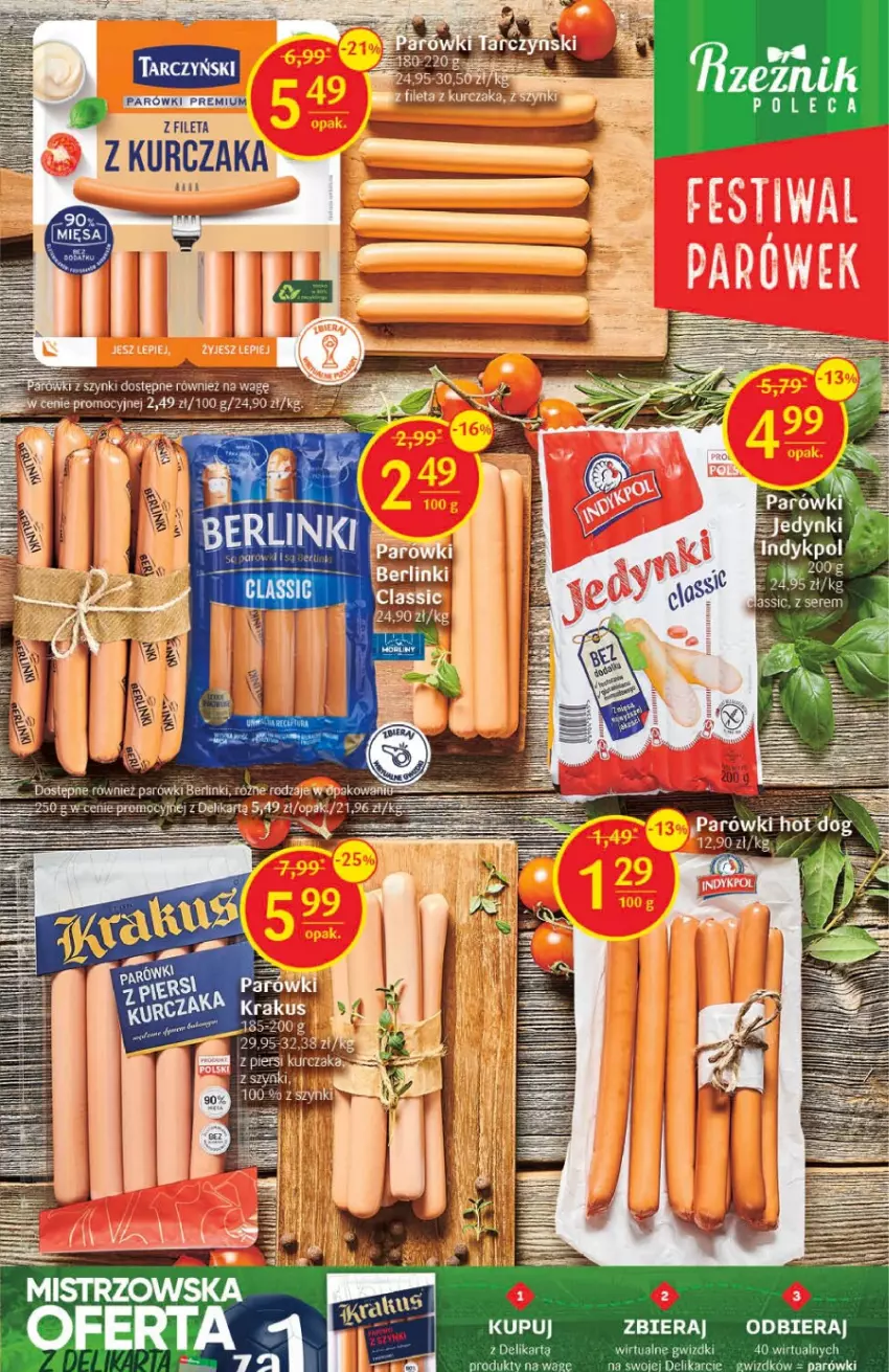 Gazetka promocyjna Delikatesy Centrum - Gazetka DC45 - ważna 17.11 do 23.11.2022 - strona 13 - produkty: Berlinki, Krakus, Kurczak, Parówki, Parówki z szynki, Tarczyński