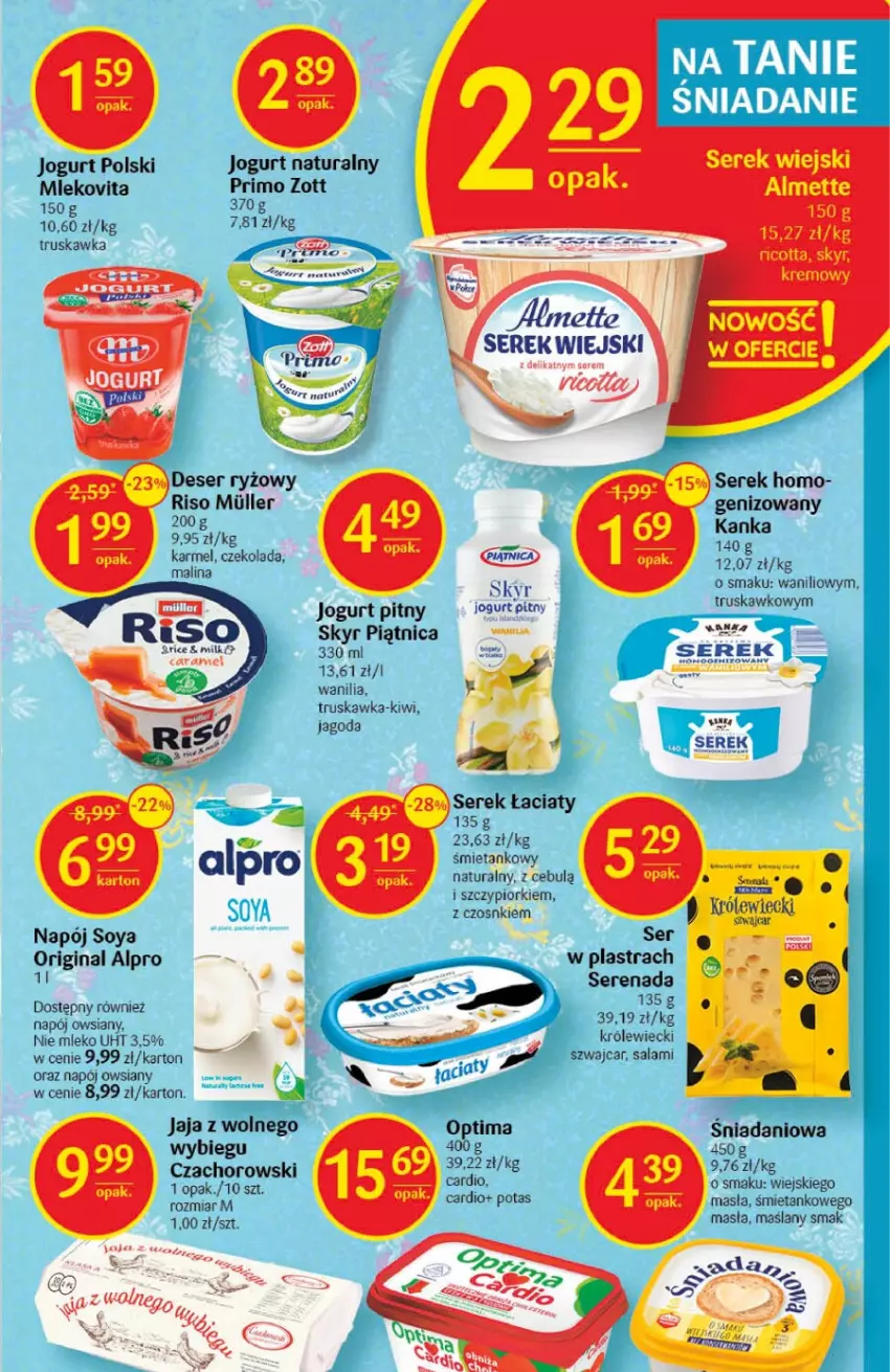 Gazetka promocyjna Delikatesy Centrum - Gazetka DC45 - ważna 17.11 do 23.11.2022 - strona 17 - produkty: Almette, Alpro, Czekolada, Danio, Deser, Gin, Jaja, Jogurt, Jogurt naturalny, Jogurt pitny, Kiwi, Mleko, Mlekovita, Napój, Piątnica, Ricotta, Ryż, Salami, Ser, Serek, Serek wiejski, Zott