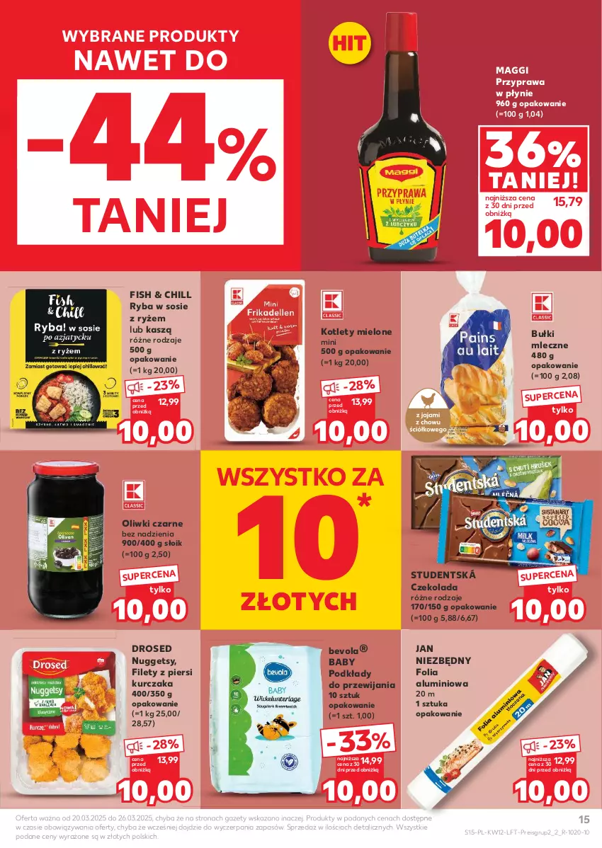 Gazetka promocyjna Kaufland - Gazetka tygodnia - ważna 20.03 do 26.03.2025 - strona 15 - produkty: Czekolada, Folia aluminiowa, Jan Niezbędny, Kotlet, Kurczak, Maggi, Oliwki, Oliwki czarne, Podkład, Przyprawa w płynie, Ryba, Ryż, Sos