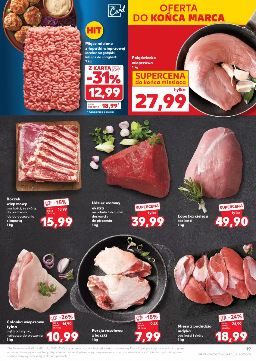 Gazetka promocyjna Kaufland - Gazetka tygodnia - ważna 20.03 do 26.03.2025 - strona 19 - produkty: Boczek, Boczek wieprzowy, Golonka wieprzowa, Kapustą, Mięso, Mięso mielone, Mięso mielone z łopatki wieprzowej, Piec, Polędwiczka wieprzowa, Por, Sos, Spaghetti, Udziec wołowy