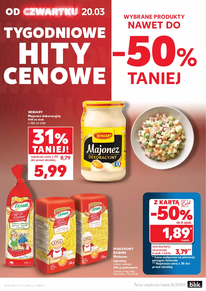 Gazetka promocyjna Kaufland - Gazetka tygodnia - ważna 20.03 do 26.03.2025 - strona 2 - produkty: Babuni, Majonez, Makaron, Tera, Winiary